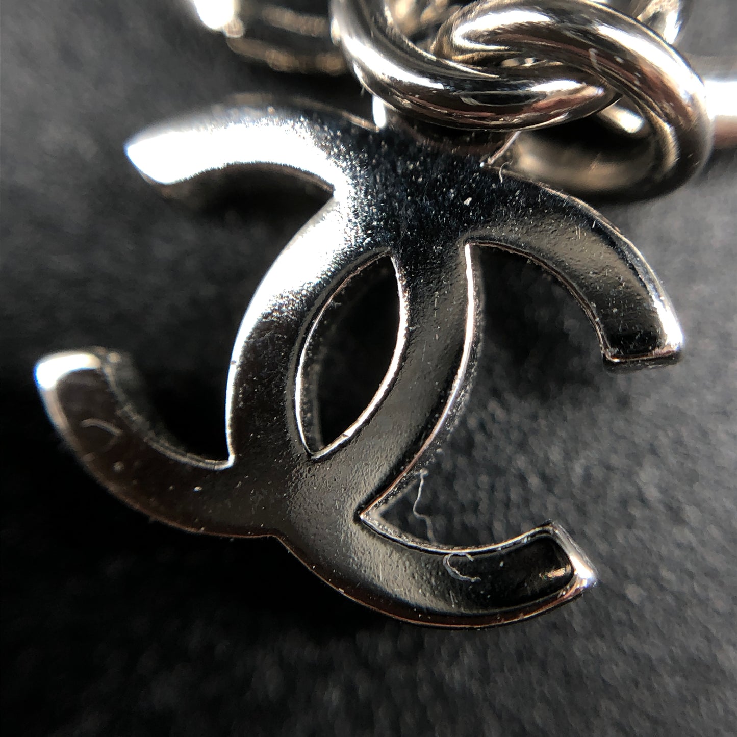 Chanel Heart CC Logo Pearl Choker Necklace Silver Color