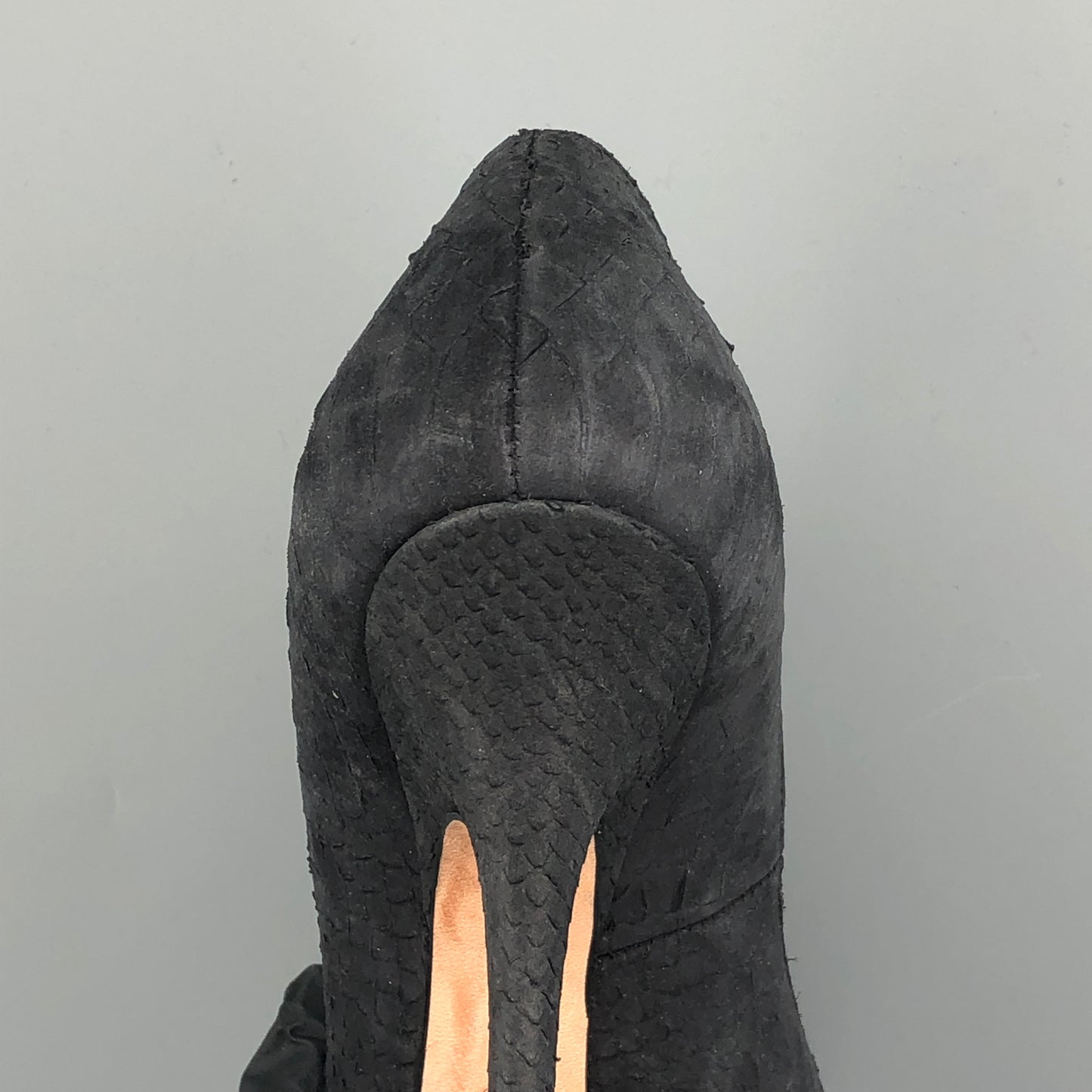 Christian Dior Black Textured Suede Bow Pointed Stiletto Pumps 35