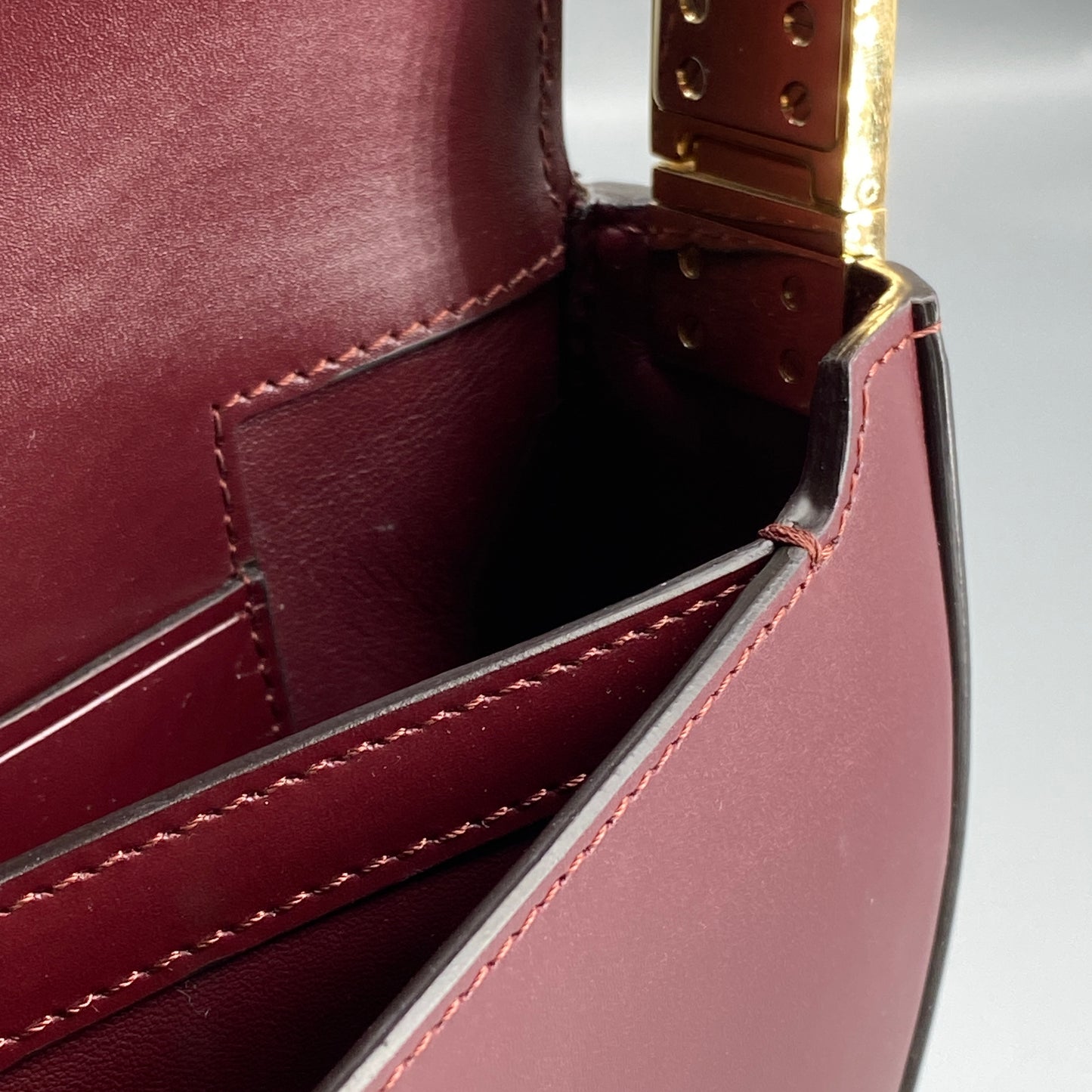 Burberry Deep Red Leather Saddle Shoulder Crossbody Bag