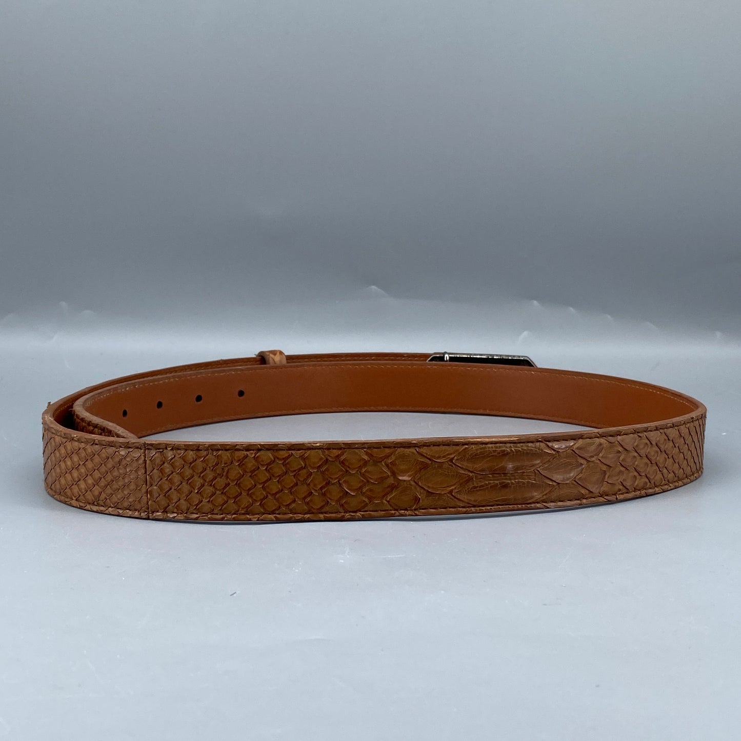 Ferragamo Caramel Embossed Leather Pin Buckle Belt 95cm