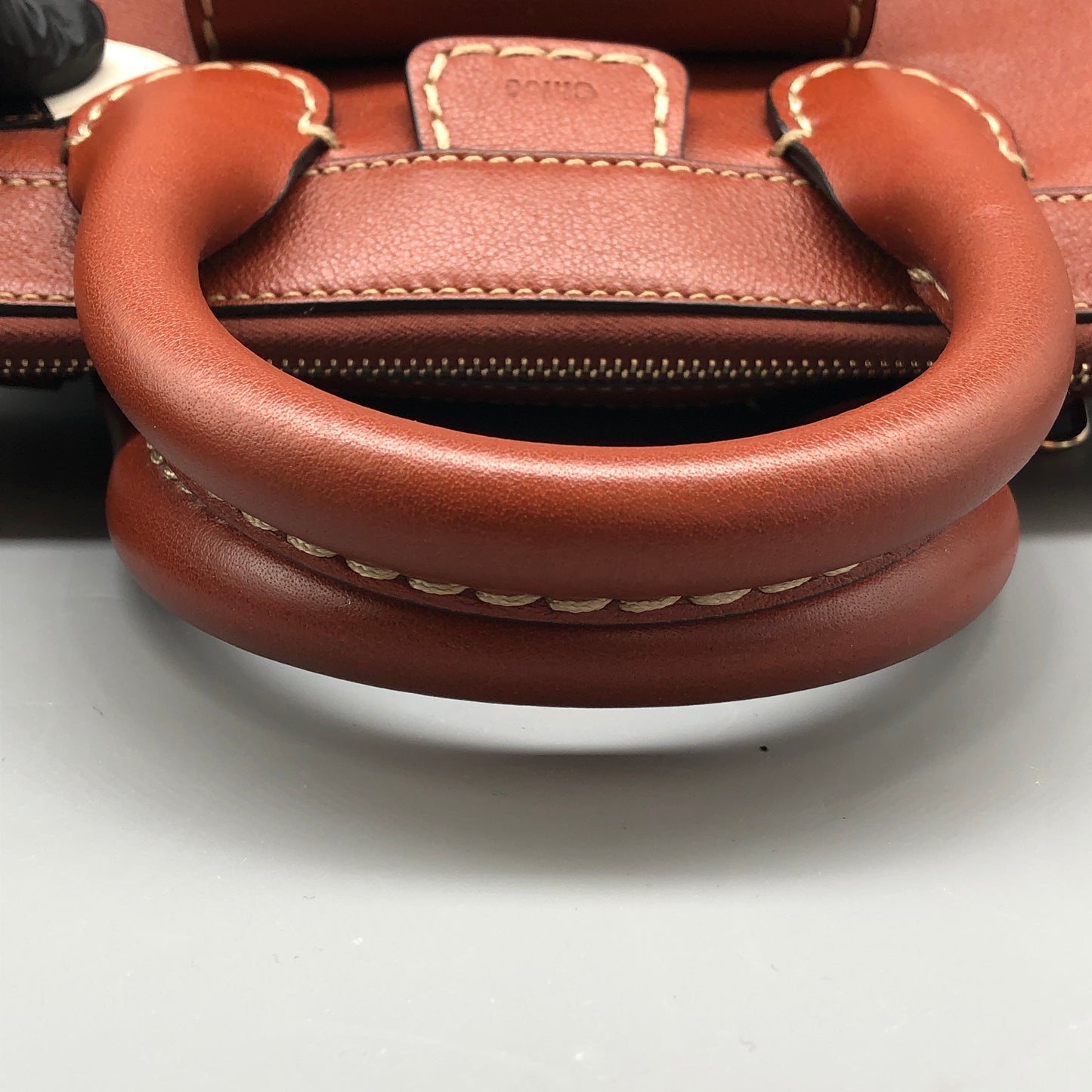 Chloe Orange Brown Leather Satchel Bag