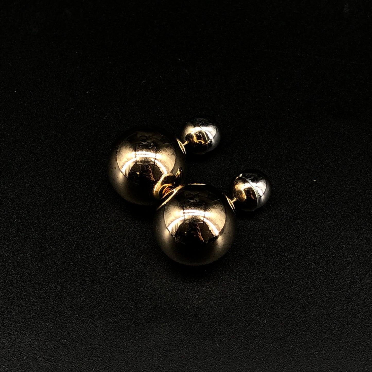 Christian Dior Two-Tone Gold & Silver Bead Stud Earrings