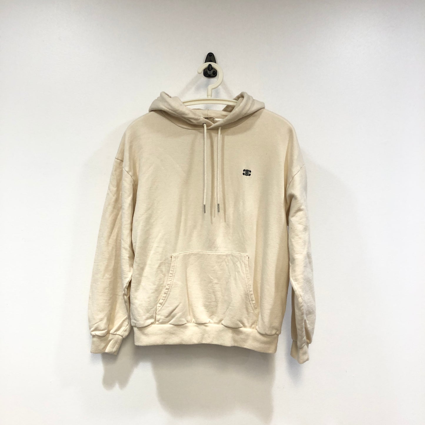 Celine Beige Triomphe Logo Hoodie Size M