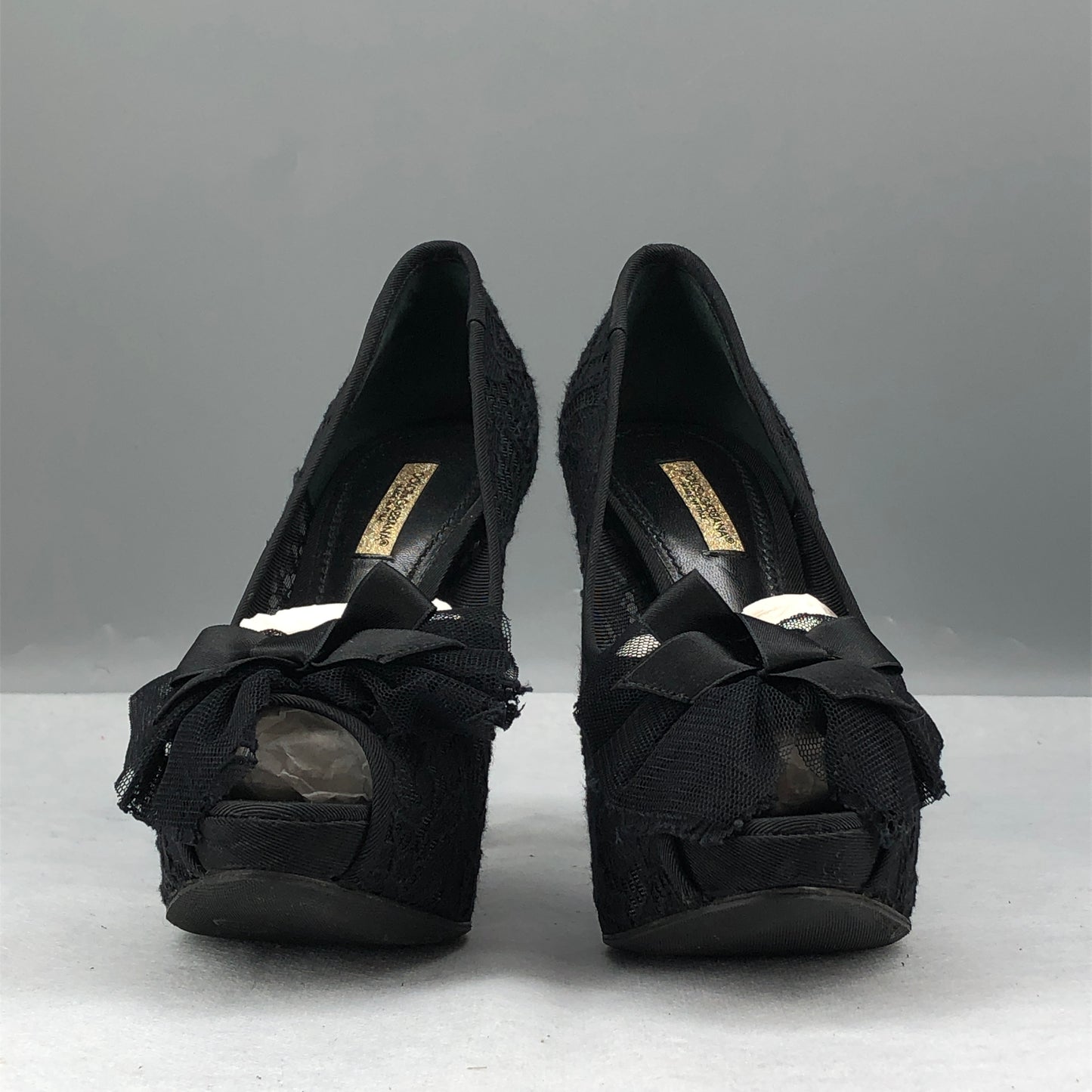 Dolce & Gabbana Lace Platform Peep-Toe Pumps Black Women’s Size 36.5