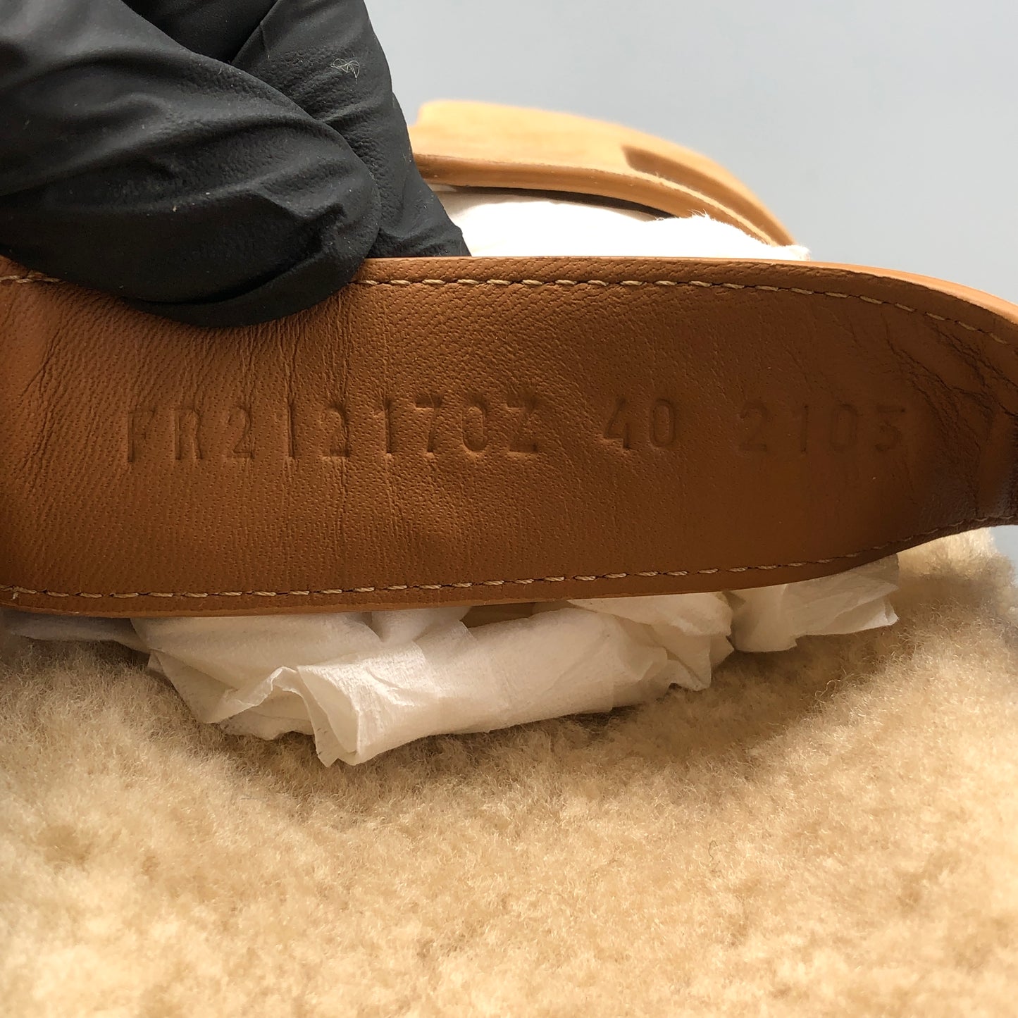 Hermes Tan Shearling H Slide Sandals Size 40 shoes
