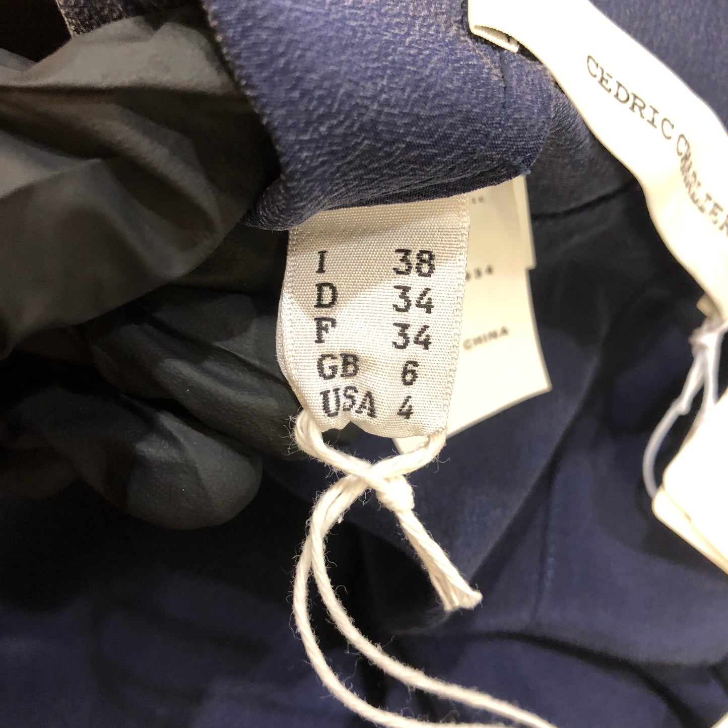 Cedric Charlier NWT Navy Blue Tie-Neck Blouse Size 38