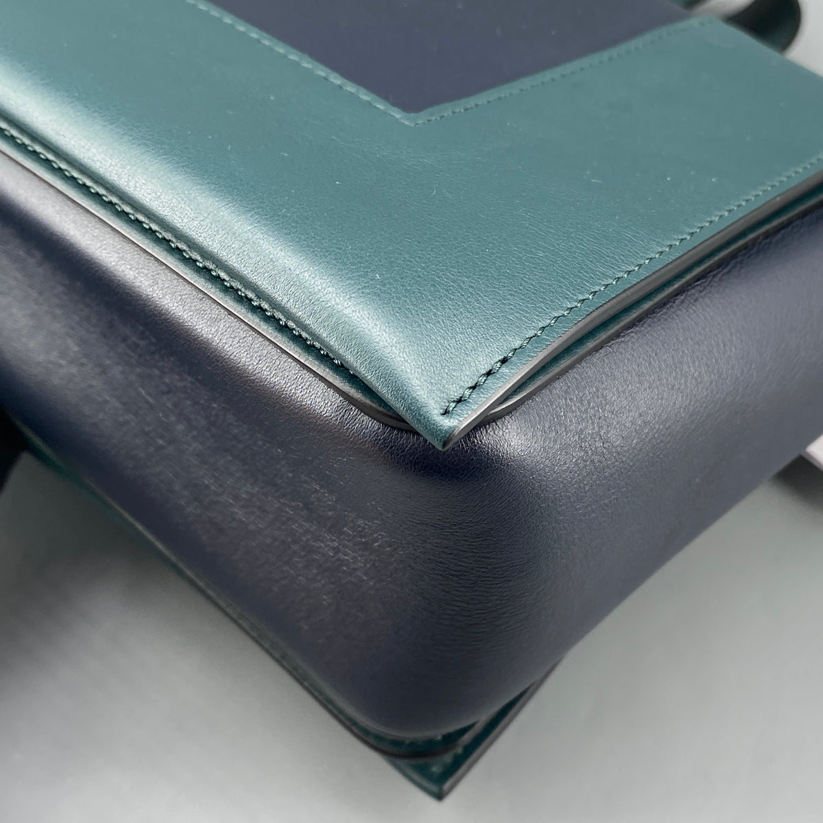 Celine New Frame Shoulder Bag Navy Green Leather