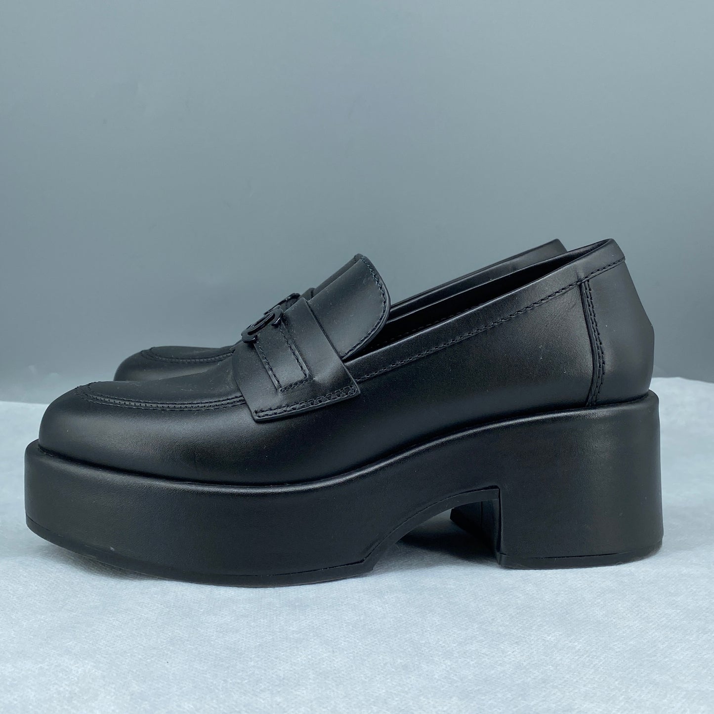 Chanel Black Platform Loafers Women Shoes Size 36