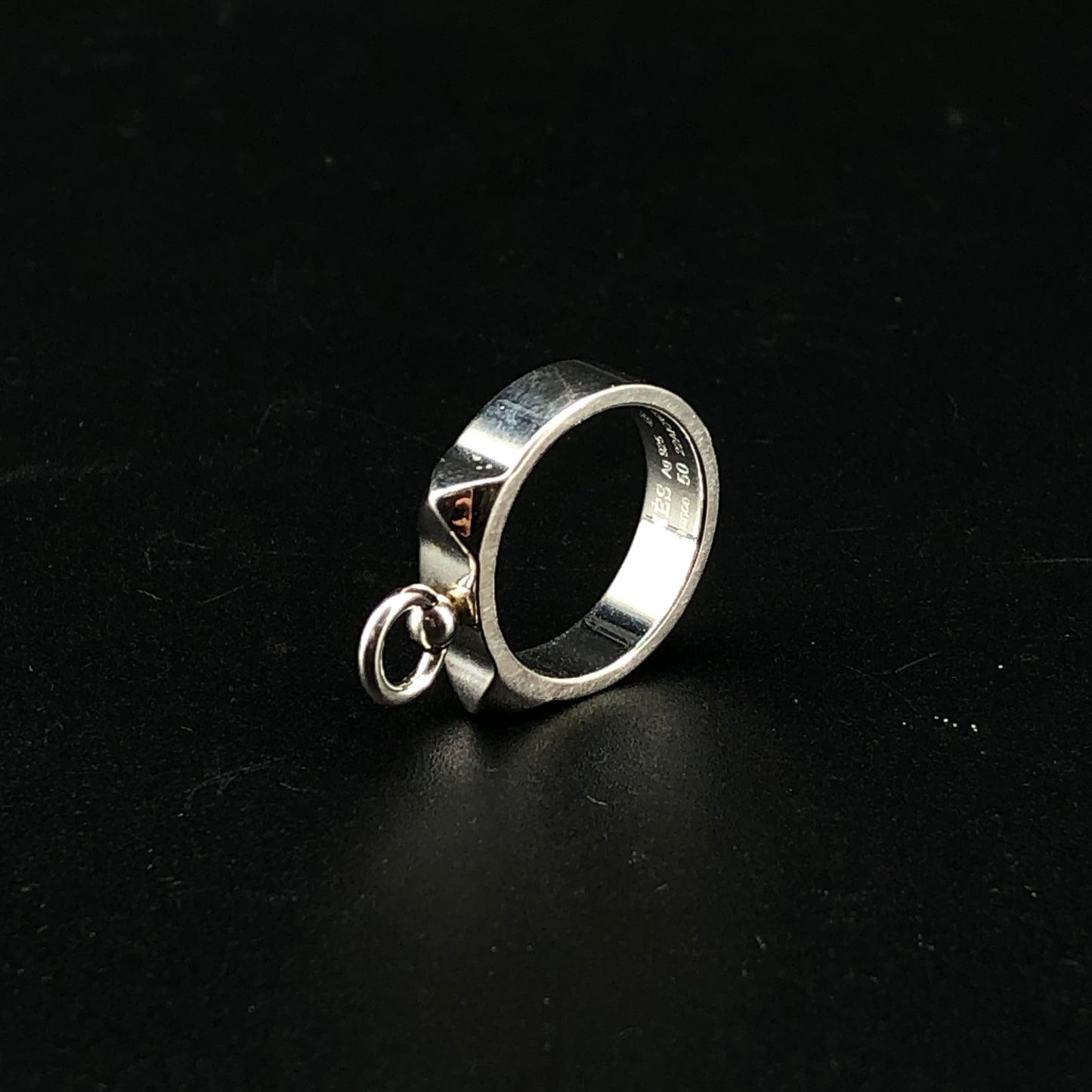 Hermes 925 Silver Mini Chaine d'Ancre Ring Size 50mm