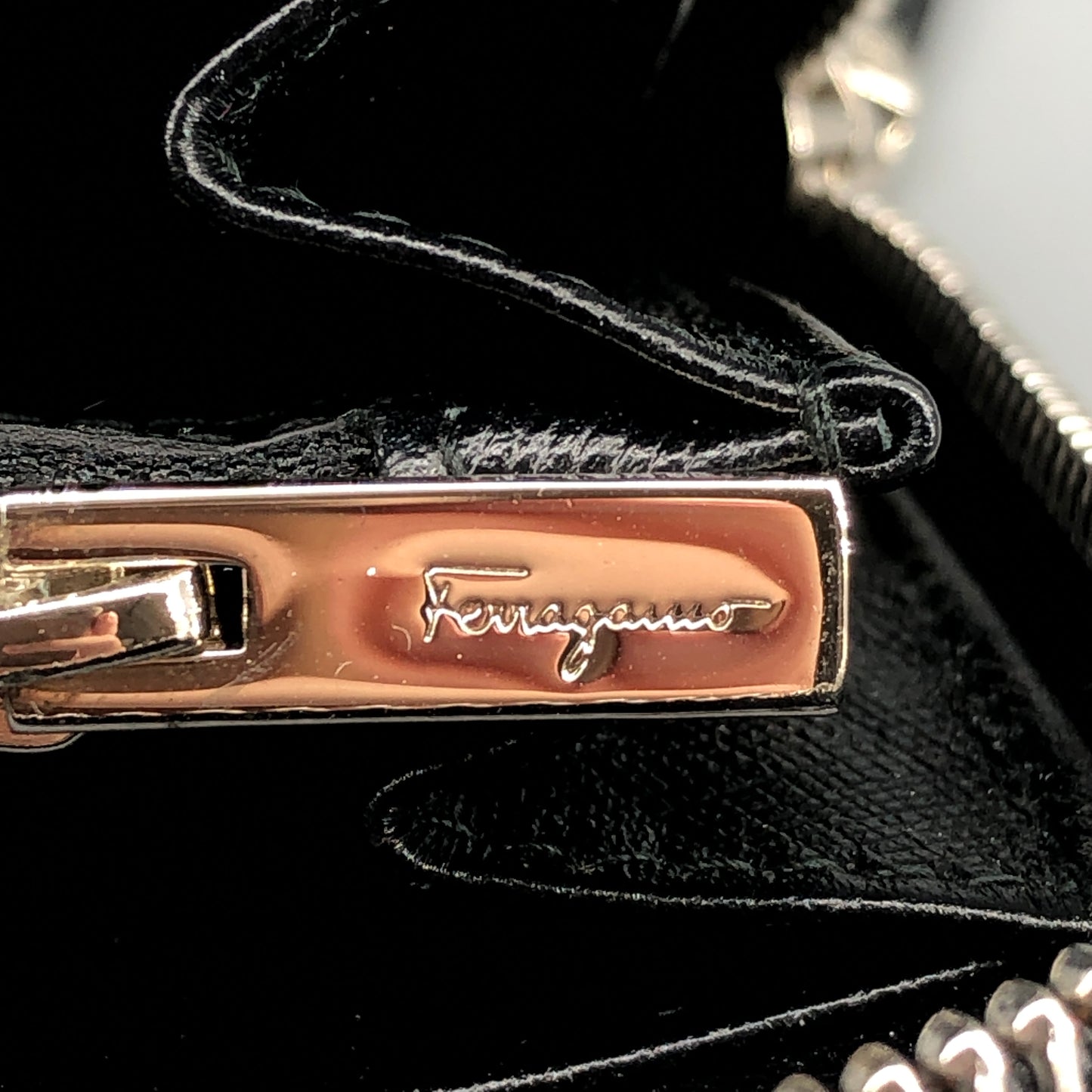 Salvatore Ferragamo Black Gancini Zip-Around Long Wallet