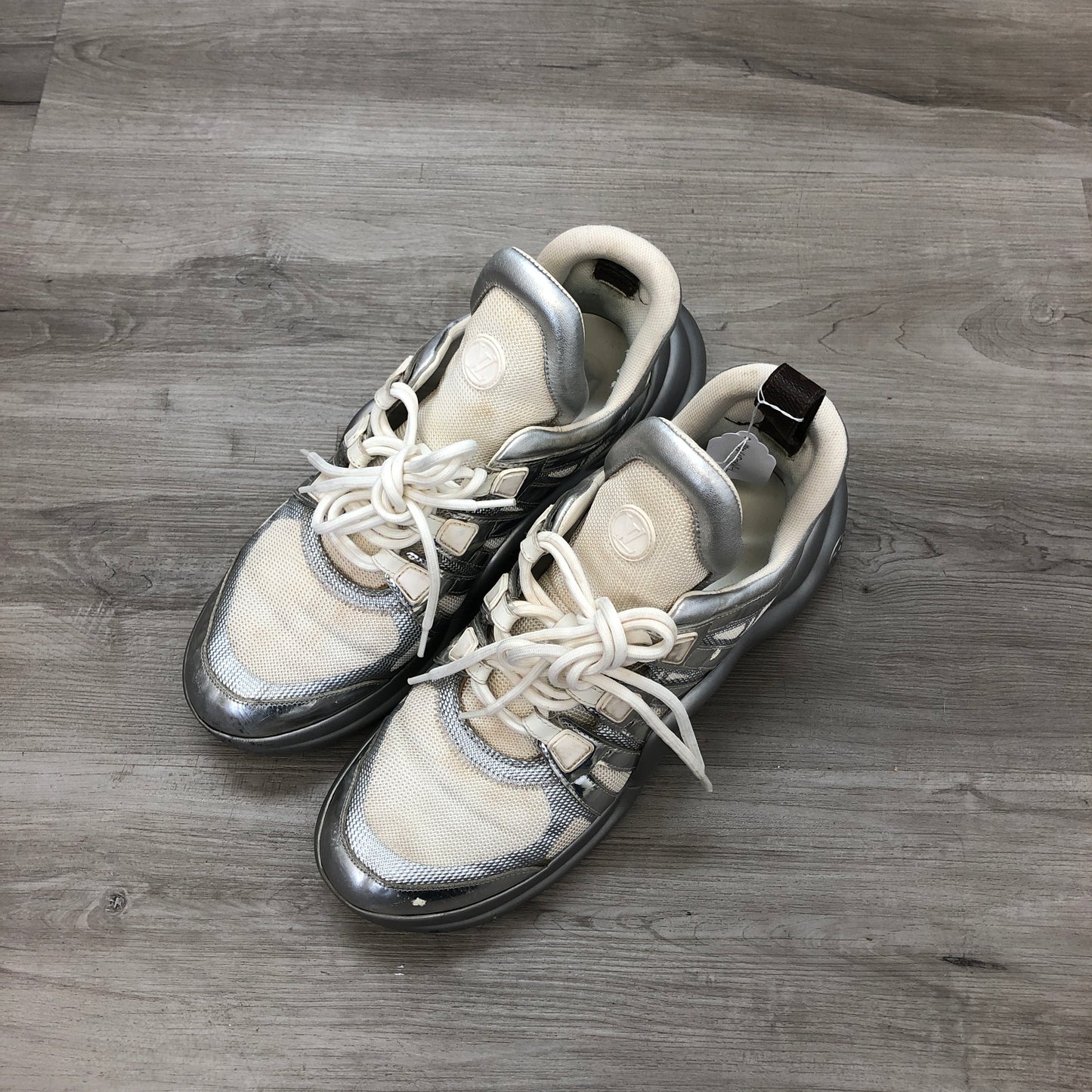Louis Vuitton Unisex Archlight Mesh Metallic Silver White Chunky Sneaker Shoes 42
