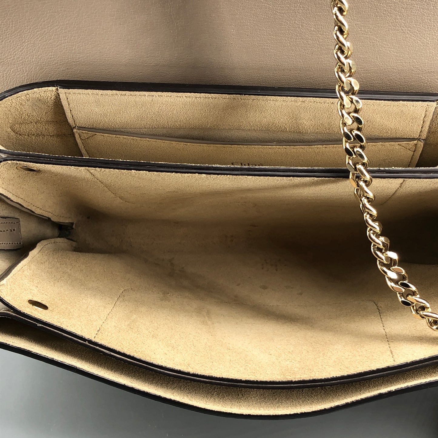Chloe Faye Medium Suede & Leather Shoulder Bag Beige