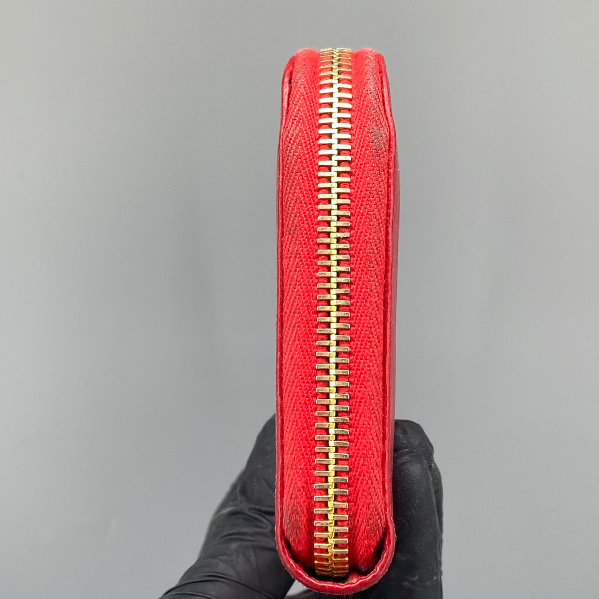 Prada Red Saffiano Leather Zip Around Long Wallet