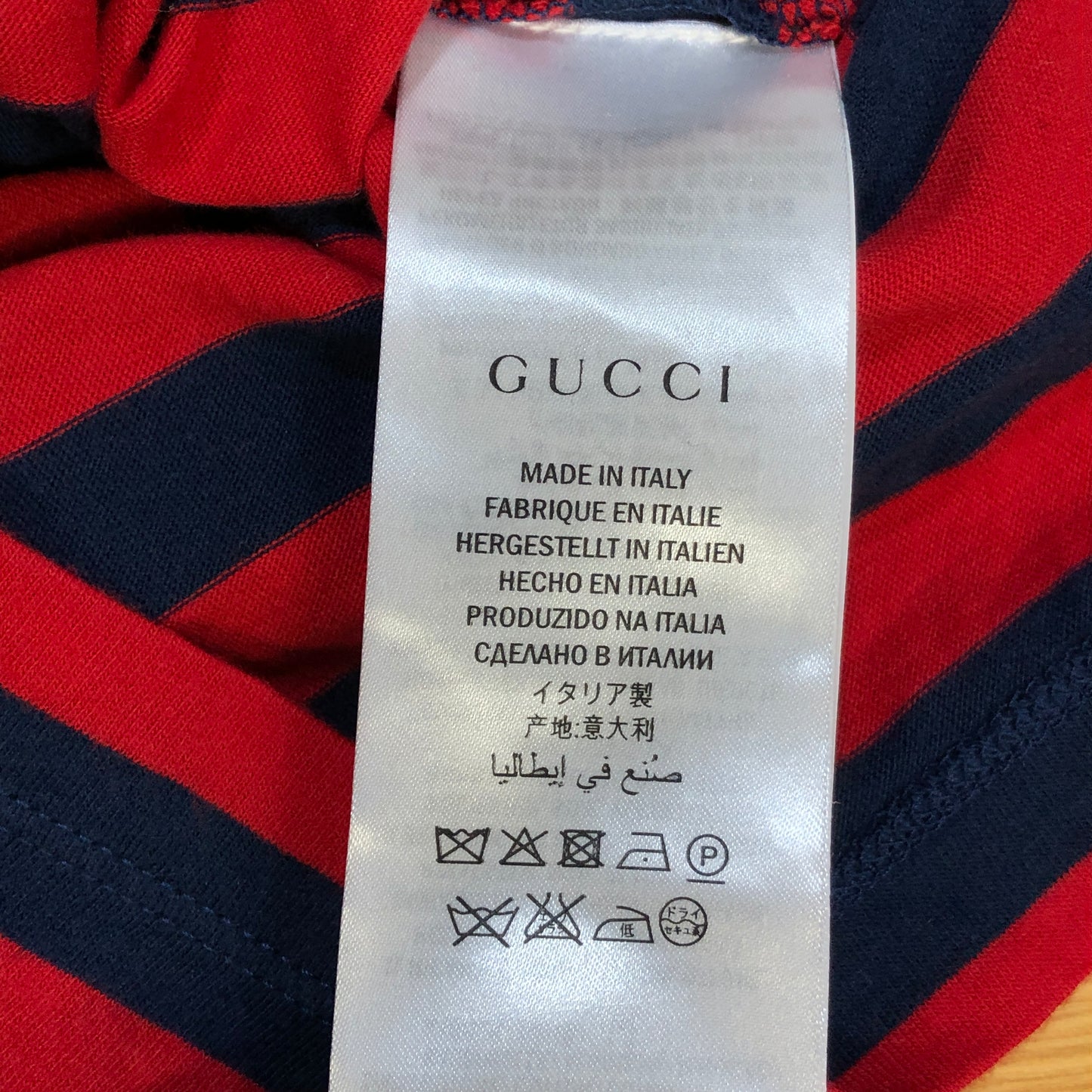 Gucci Navy Blue & Red Striped Short Sleeve T-shirt Size M