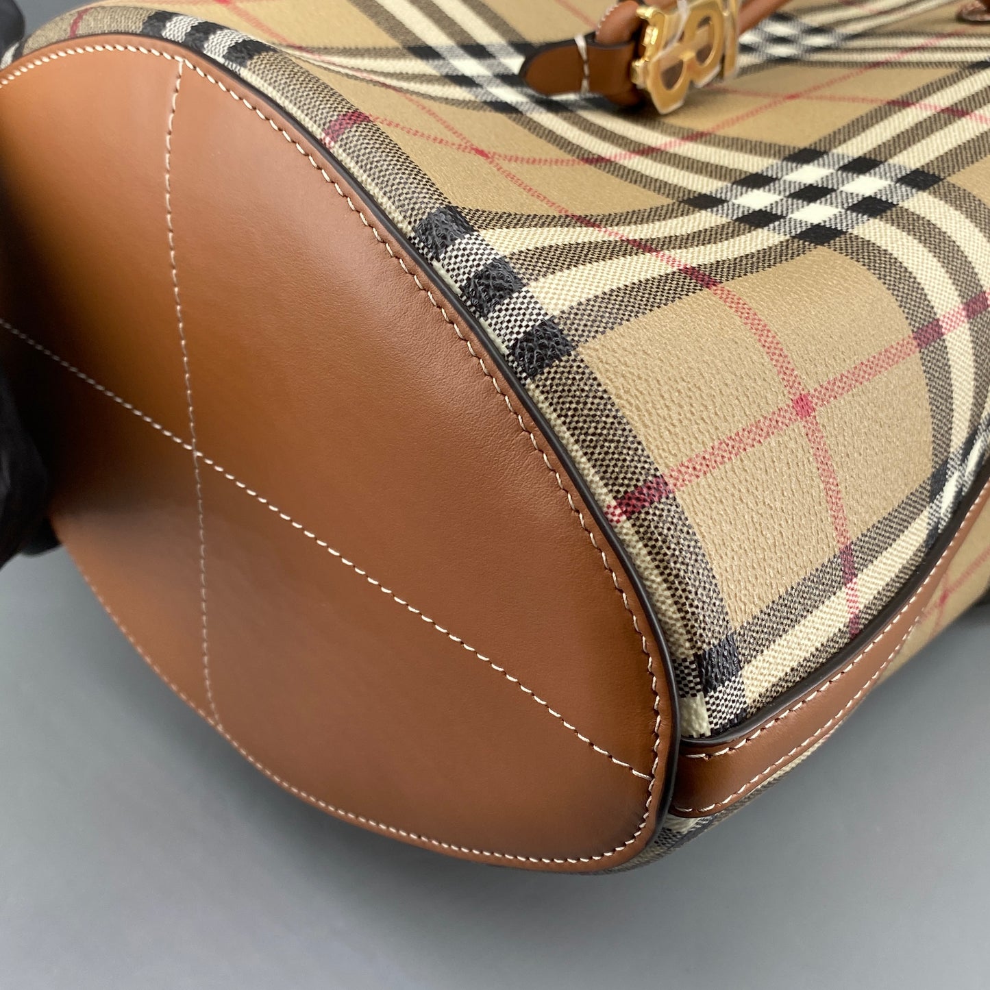 Burberry Beige Vintage Check Drawstring Bucket Bag