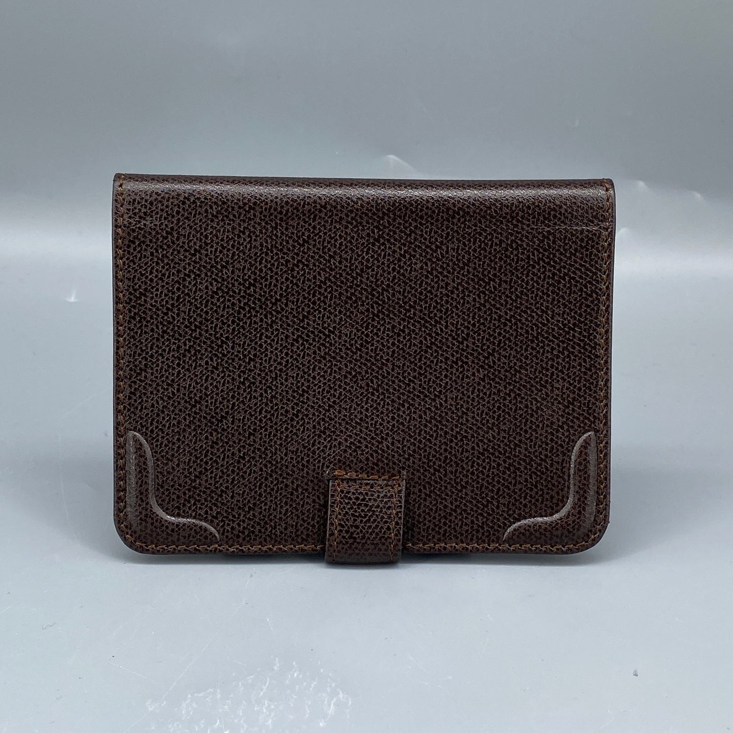 Lanvin Deep Brown Grain Leather Strap Bi-fold Short Wallet