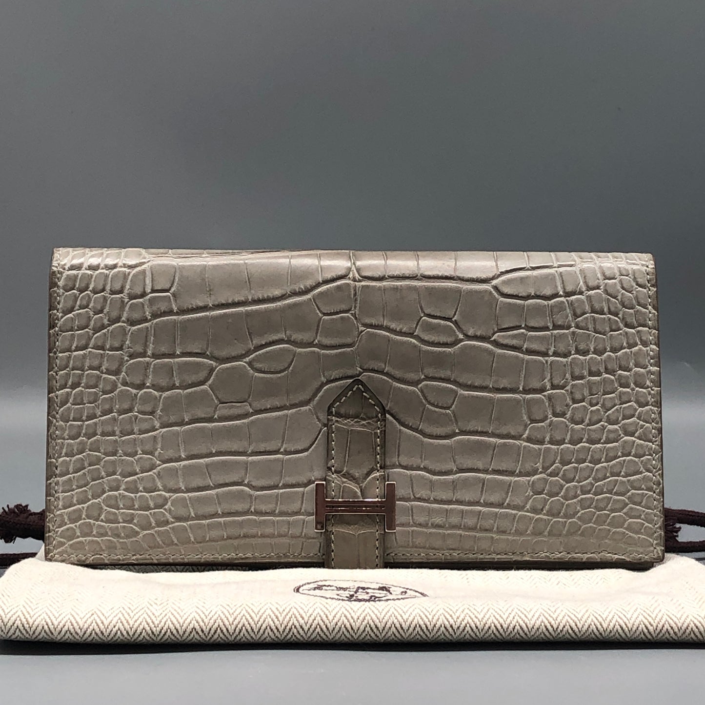 Hermes Grey Alligator Long Wallet