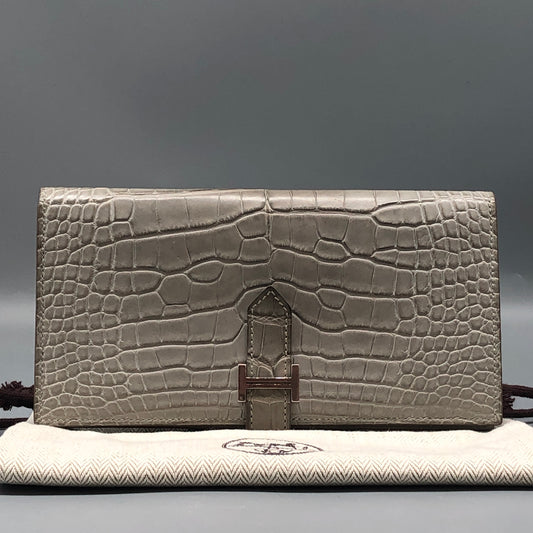 Hermes Grey Alligator Long Wallet