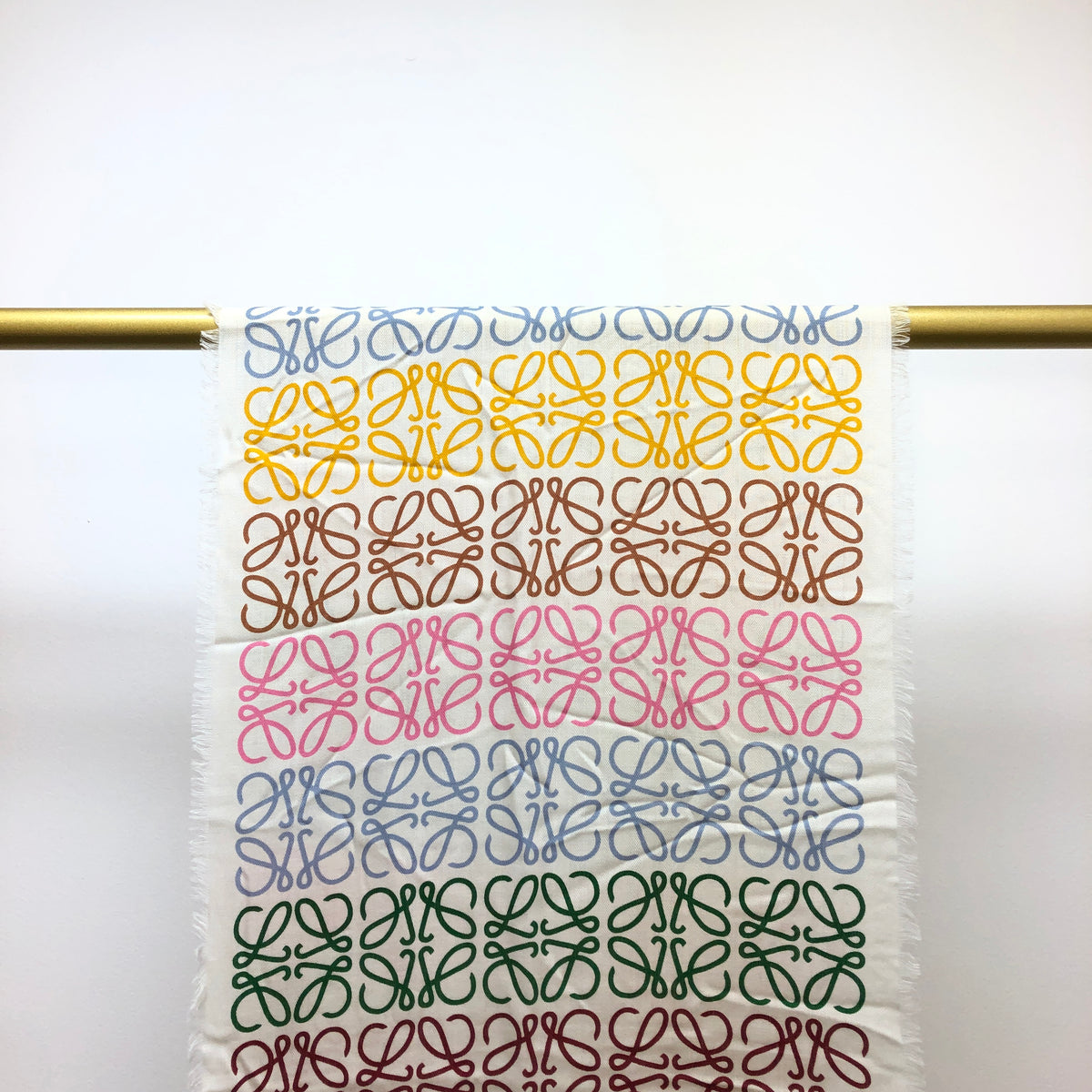 Loewe Beige Multi-Color Anagram Logo Scarf 194*42 cm