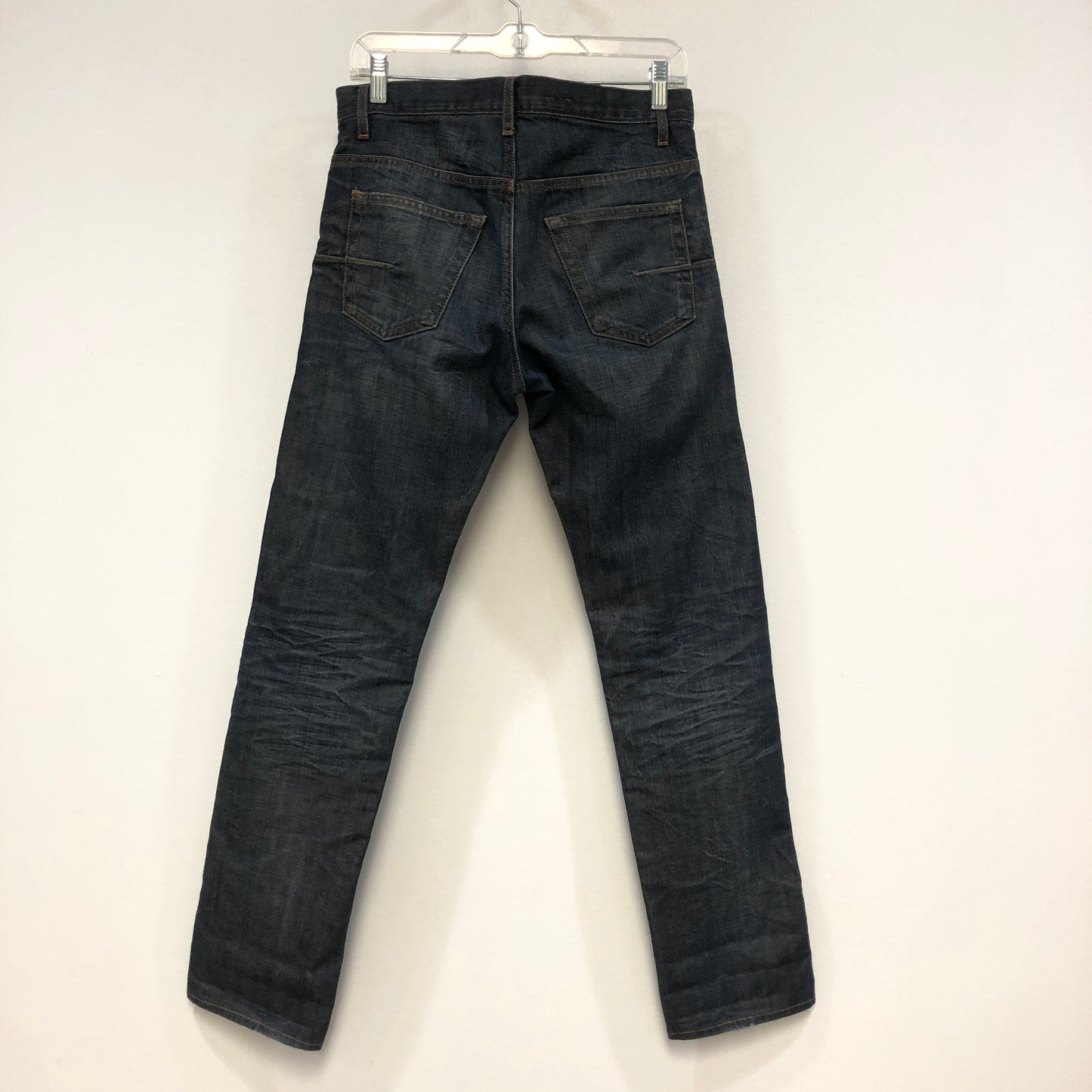 Christian Dior Dark Navy Distressed Straight Leg Denim Jeans Size 30