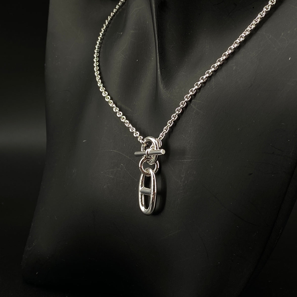 Hermes Silver Toggle Necklace Chaine d'Ancre Pendant