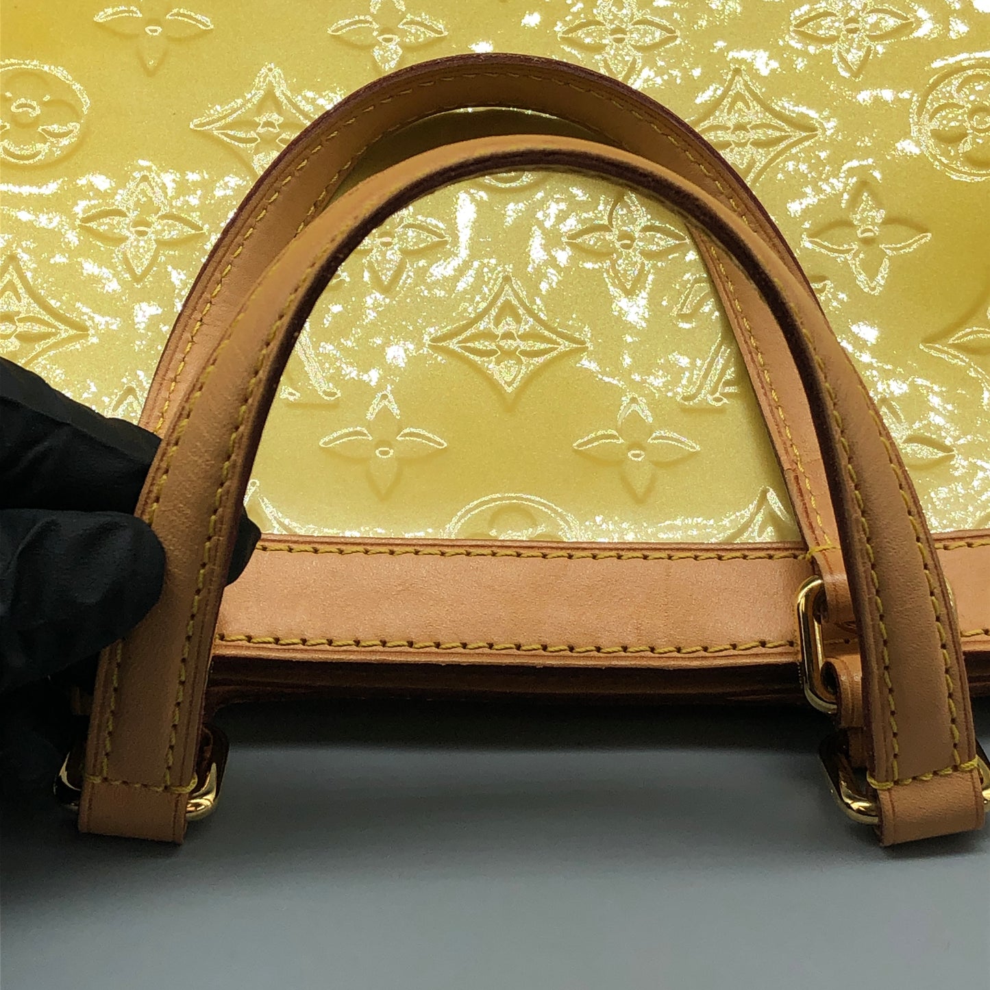 Louis Vuitton Monogram Vernis Brea Patent Leather Yellow Bag