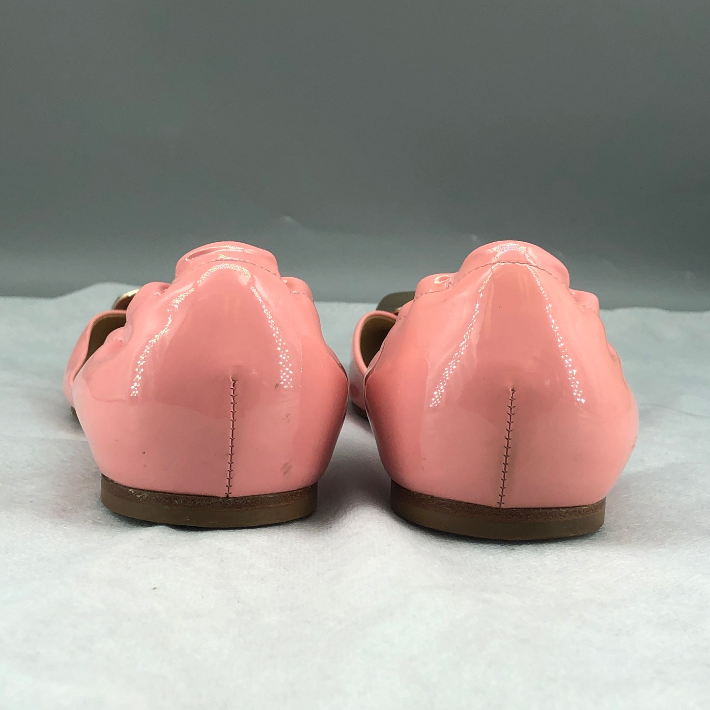 Roger Vivier Blush Pink Patent Leather Square Buckle Flat Shoes 37