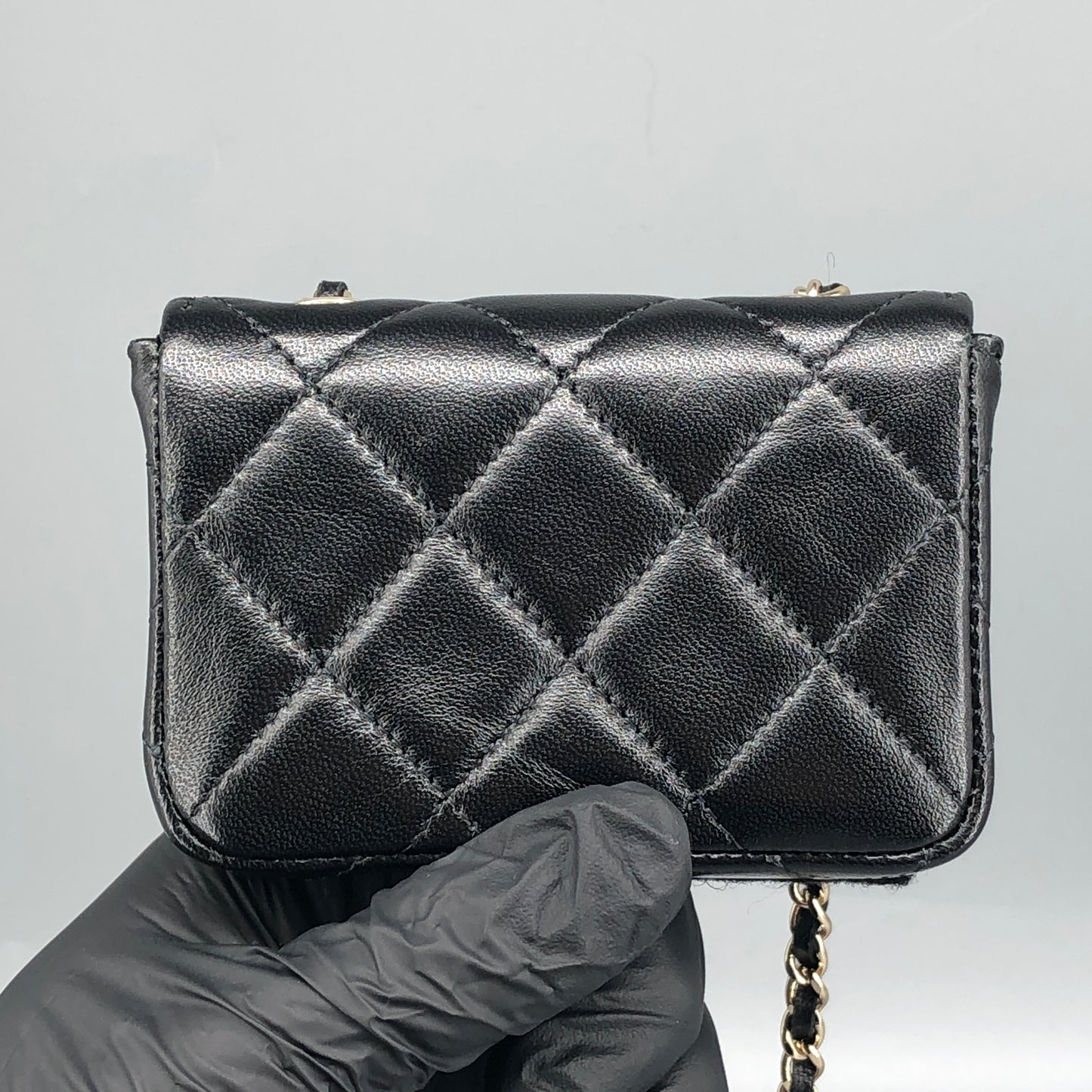 Chanel Bow Classic Quilted Belt Bag Black Lambskin Leather