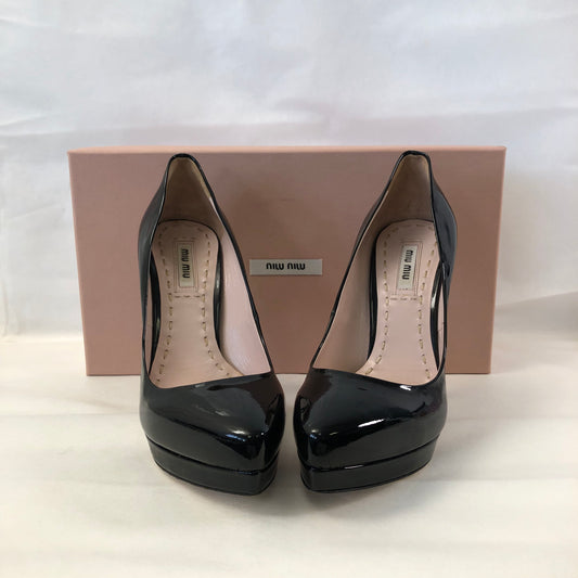 Miu Miu Patent Leather Platform Pump Shoes Size 36 Black Women
