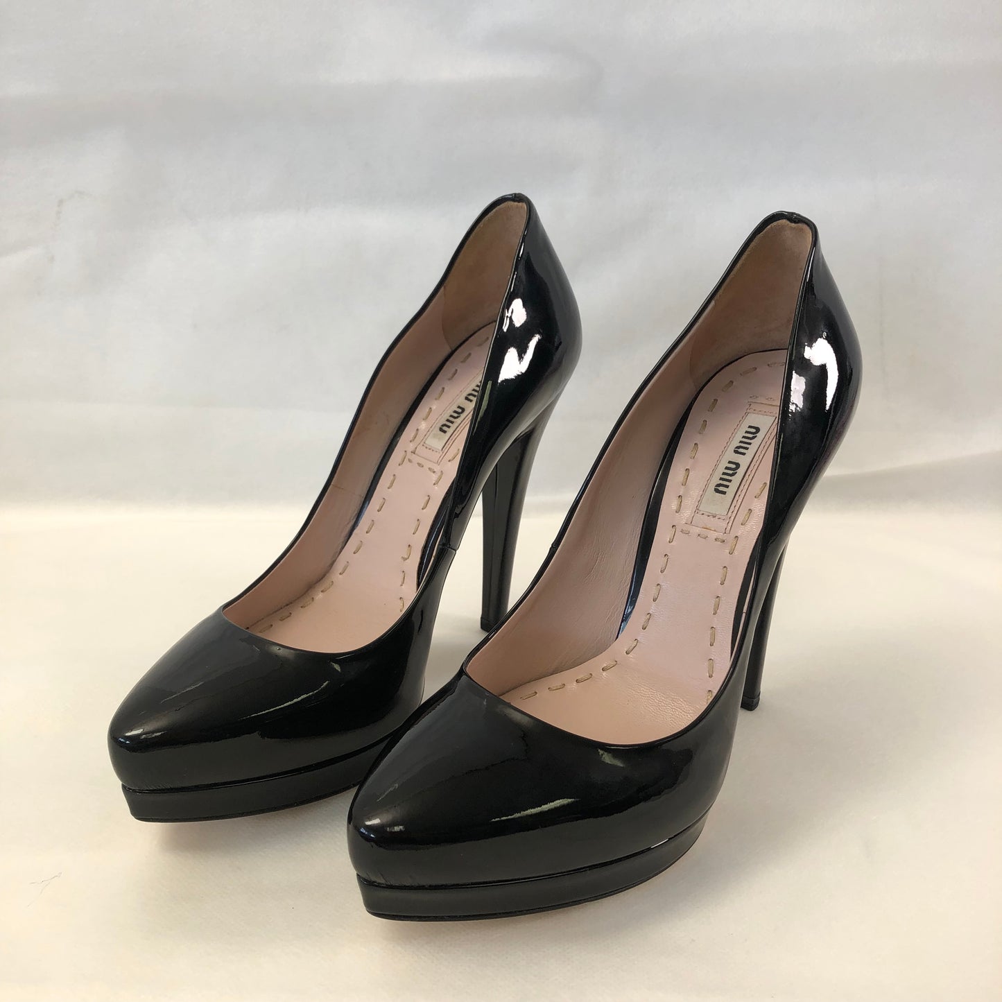Miu Miu Patent Leather Platform Pump Shoes Size 36 Black Women