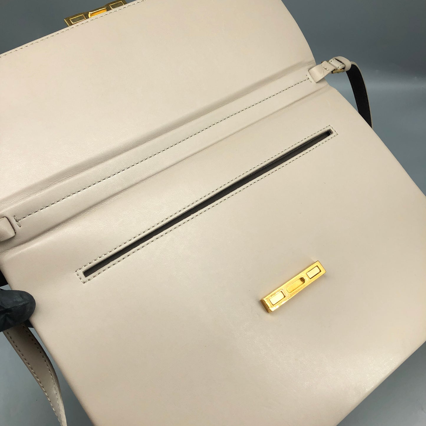 Stella McCartney Taupe Faux Leather Flap Crossbody Bag