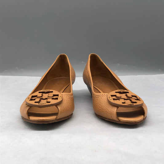 Tory Burch Tan Tumbled Leather Wedge Flats Size 7