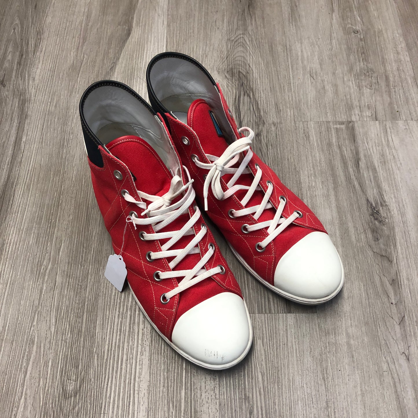 Louis Vuitton Men's Red & White High-Top Sneakers Size 9.5