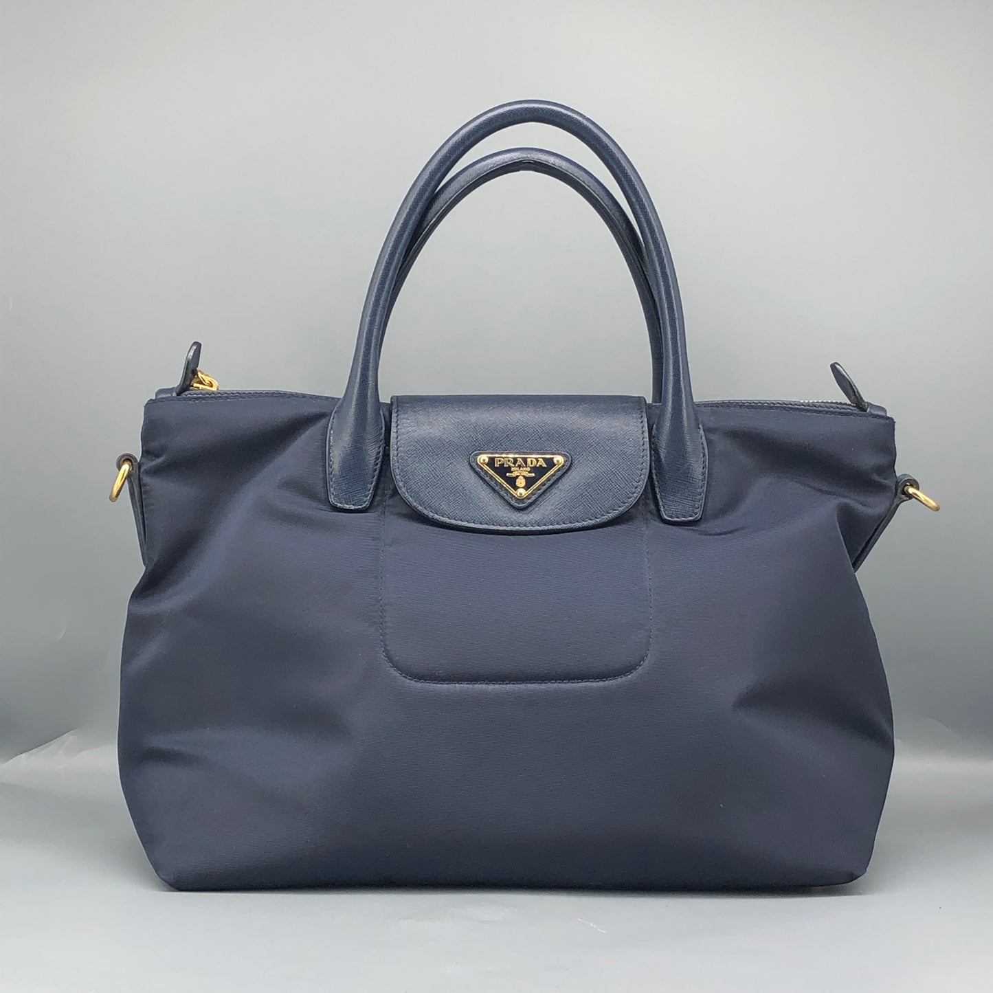 Prada Re-Nylon Tote Handbag Navy Blue