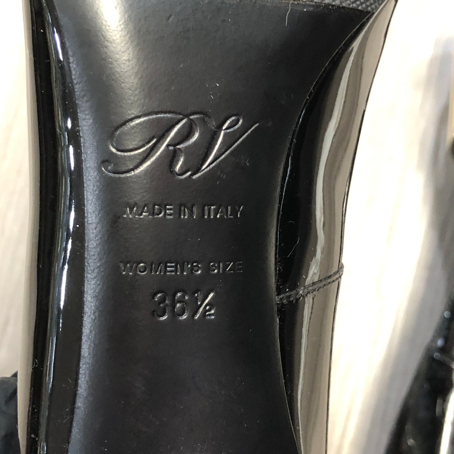 Roger Vivier Patent Leather Square Buckle Block Heel Pumps Shoes 36.5 Black