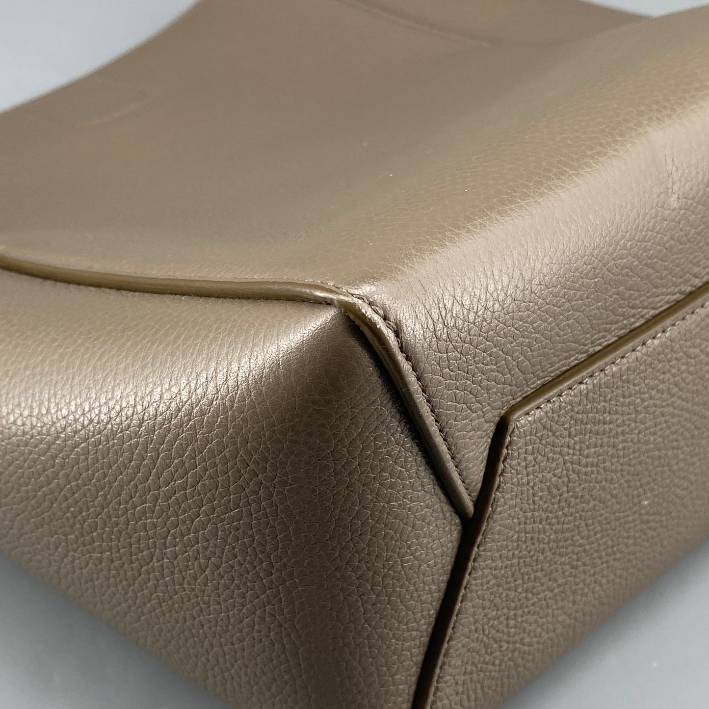 Celine Taupe Pebbled Leather Bucket Shoulder Bag