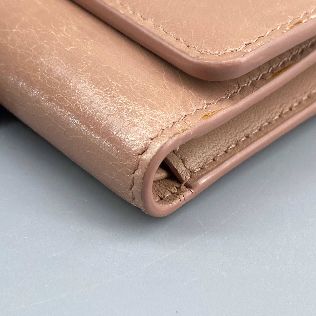 Christian Dior Short Wallet Nude Leather