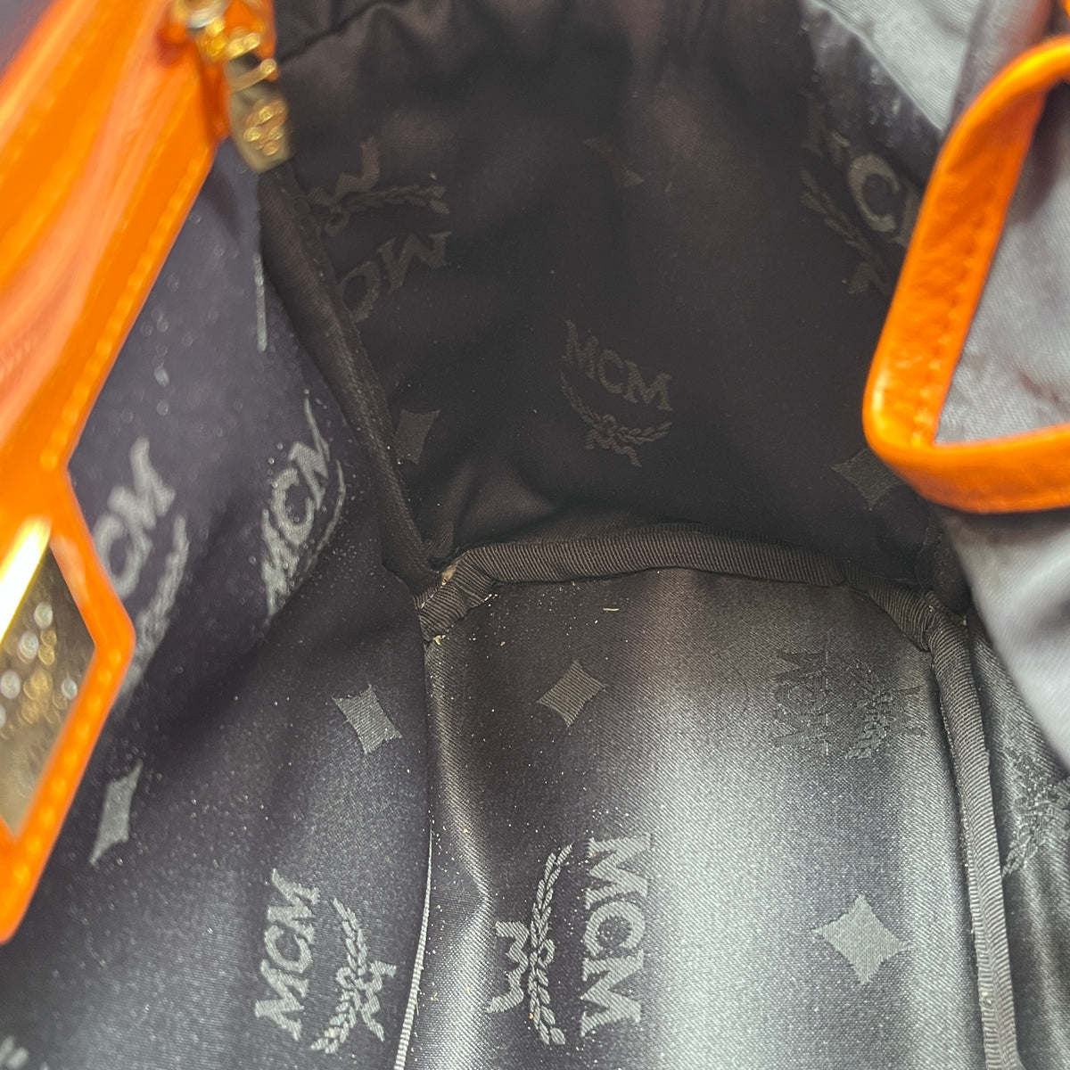 MCM Orange Visetos Backpack