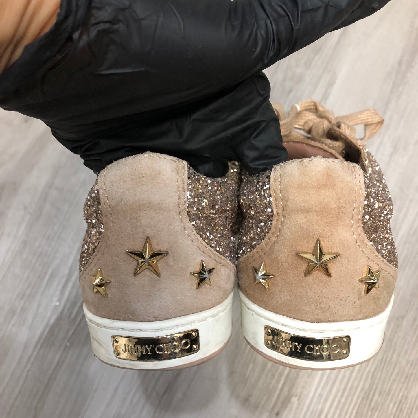 Jimmy Choo Ballerina Pink Glitter & Suede Star Sneakers 35