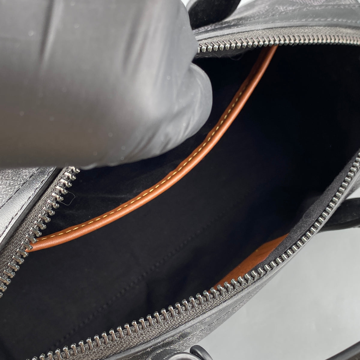 Coach Black Signature Canvas Barrel Top Handle Bag