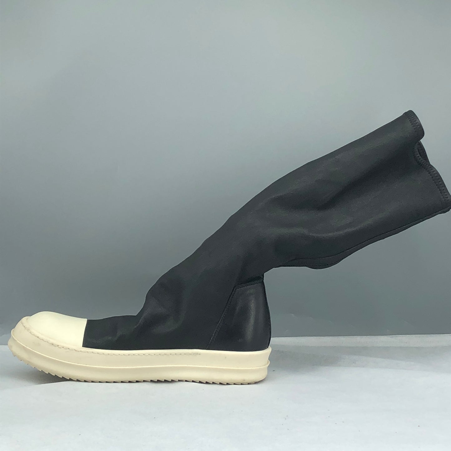 Rick Owens Women's Stretch Leather Thigh High Sneaker Boots Size 37.5 Black
