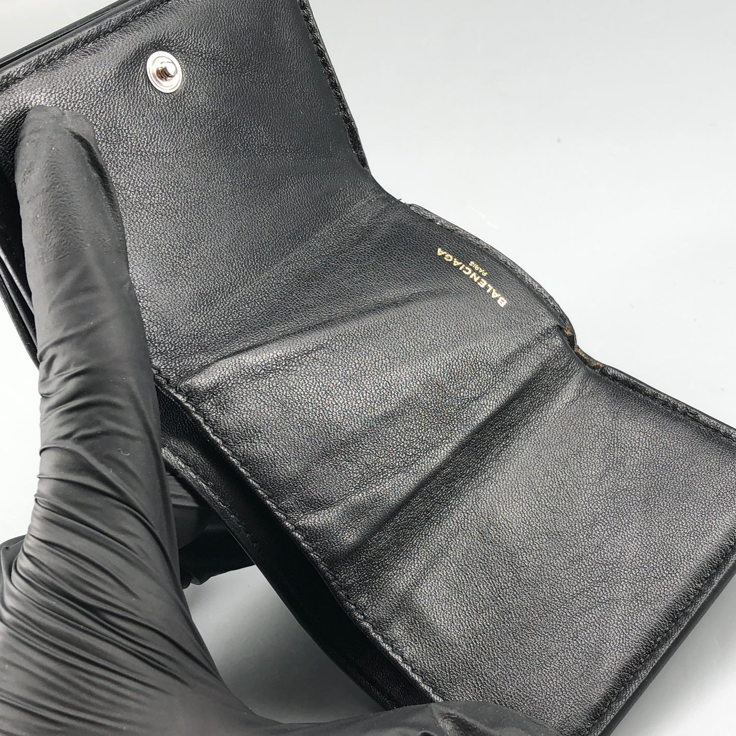 Balenciaga Black Smooth Leather Short Wallet