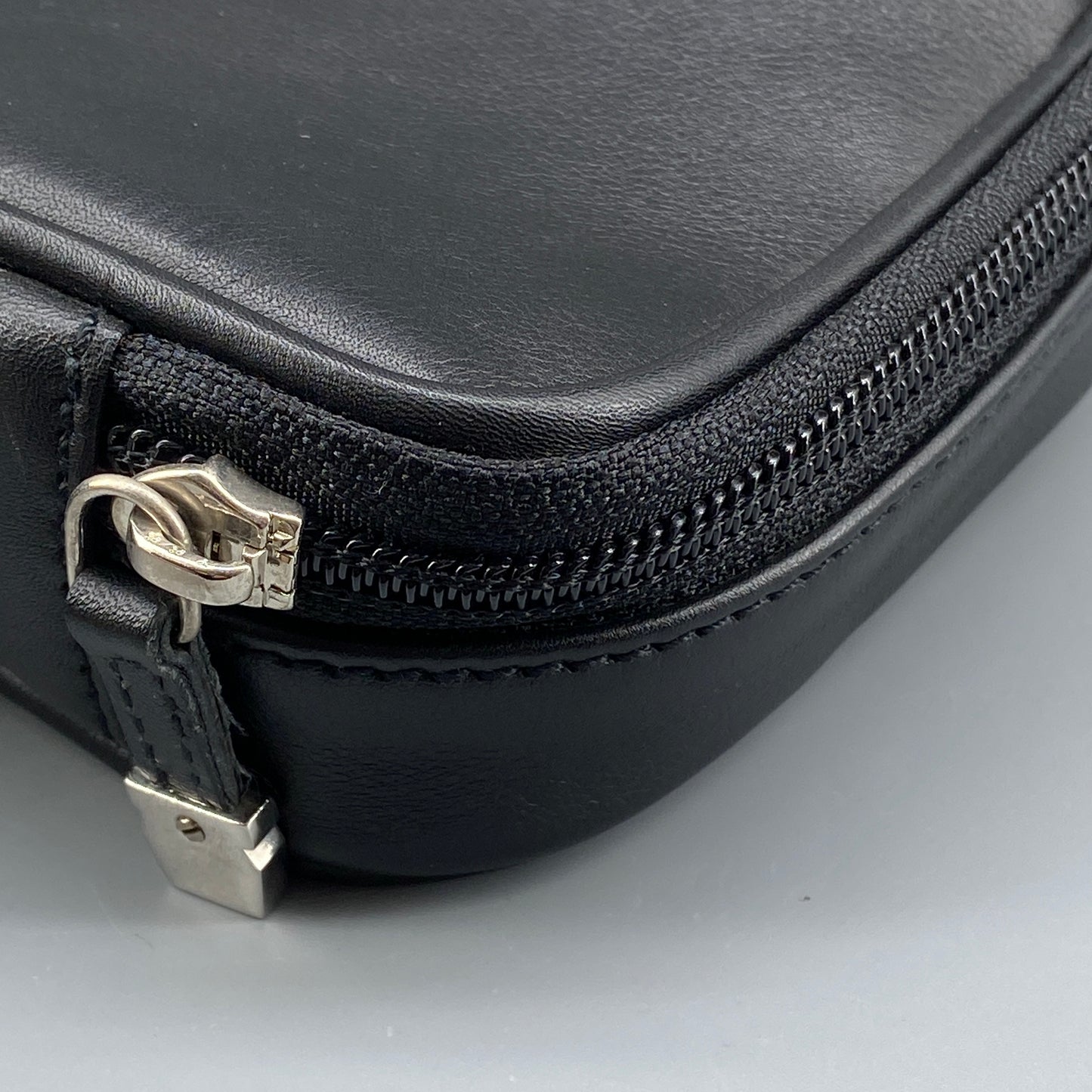 Ferragamo Black Smooth Leather Mini Square Cosmetic Pouch