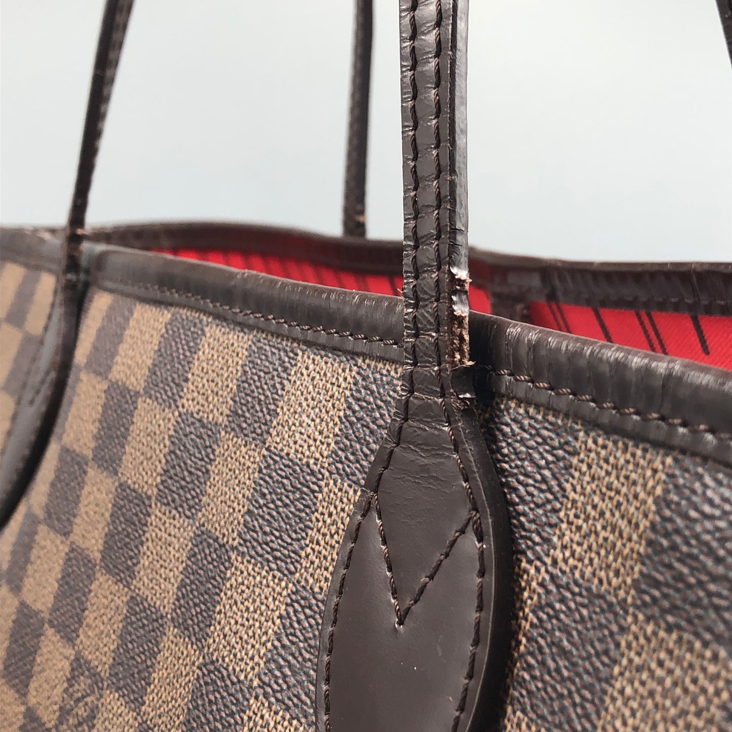 Louis Vuitton Neverfull Damier Ebene Tote Bag Brown