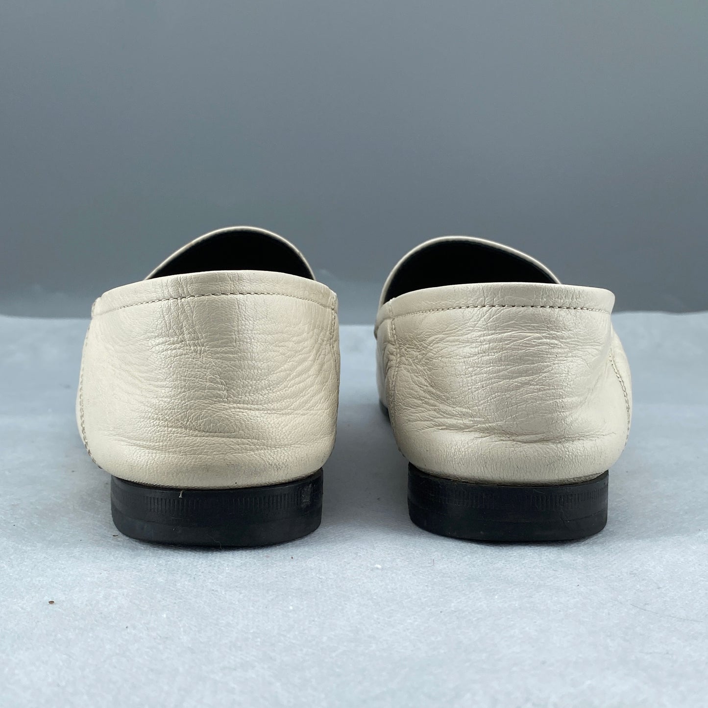Gucci Cream Leather Horsebit Loafers Size 37