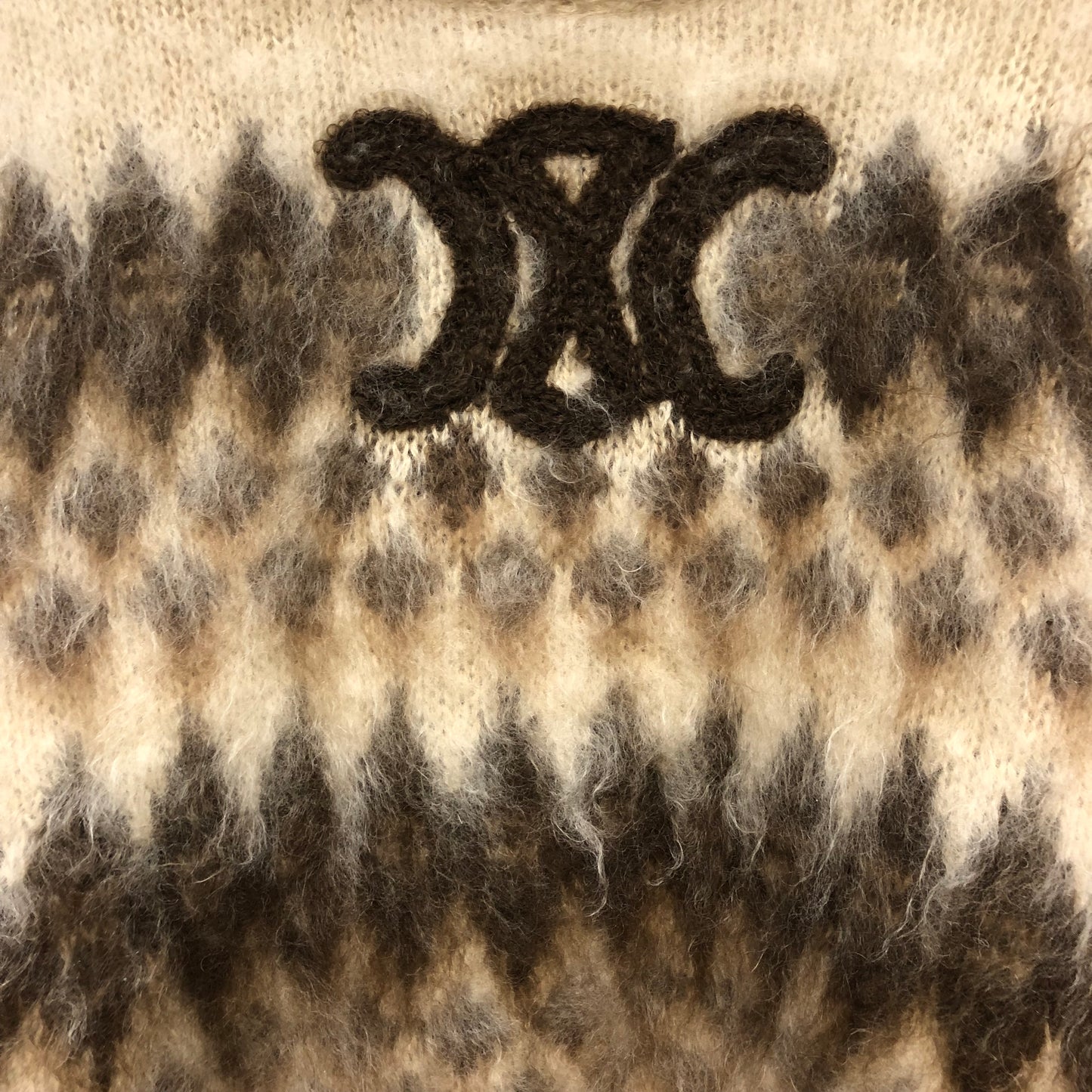 Celine Jacquard Knit Sweater Size L Brown