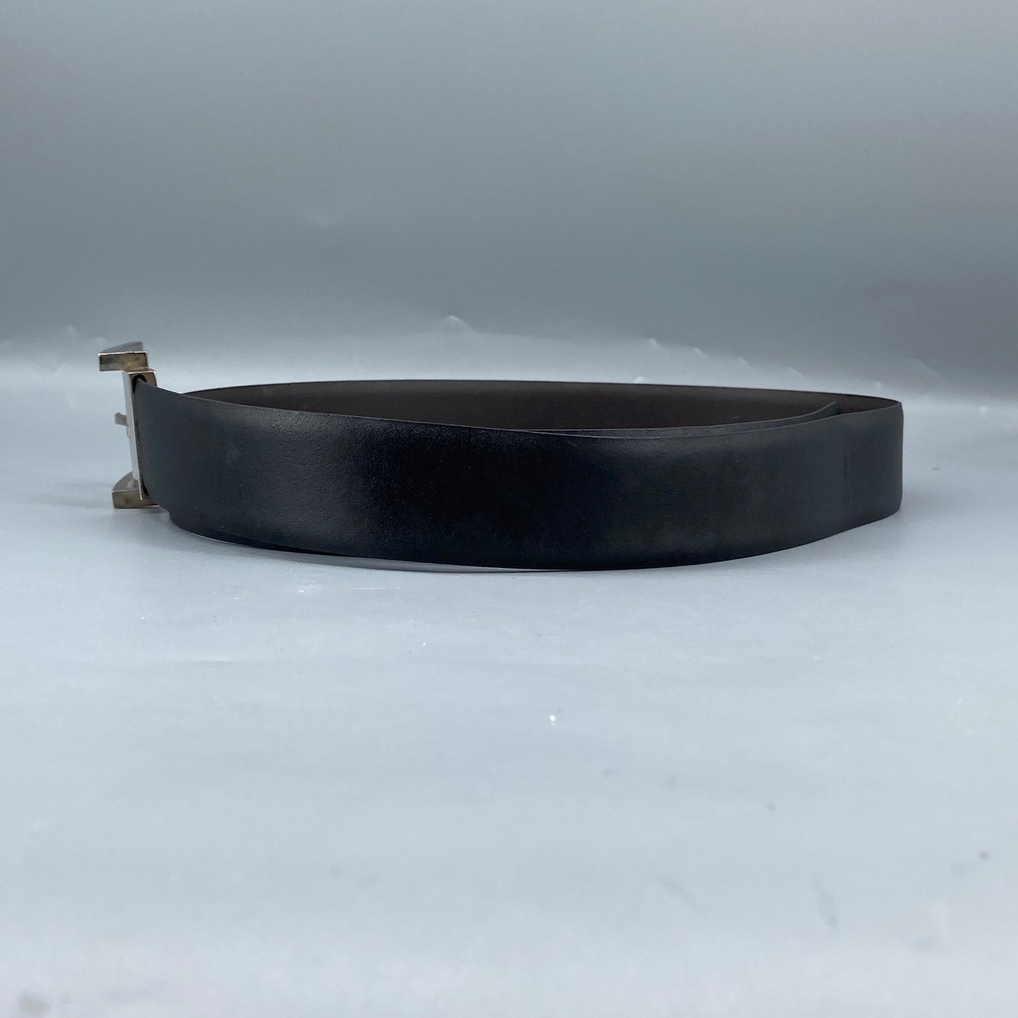 Lanvin Black Leather Square Pin Buckle Belt 100cm