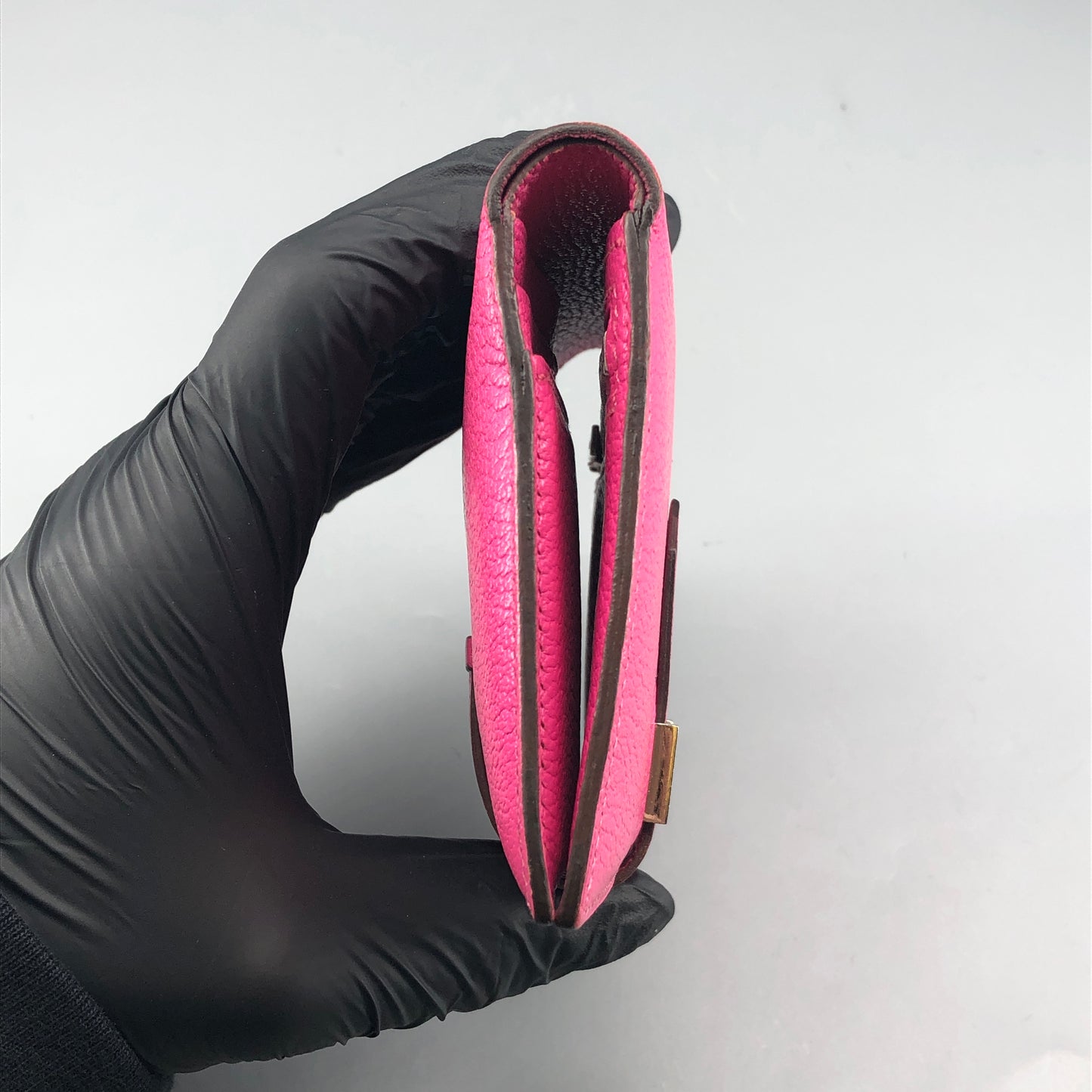 Hermes Bearn Compact Leather Card Holder Wallet Pink
