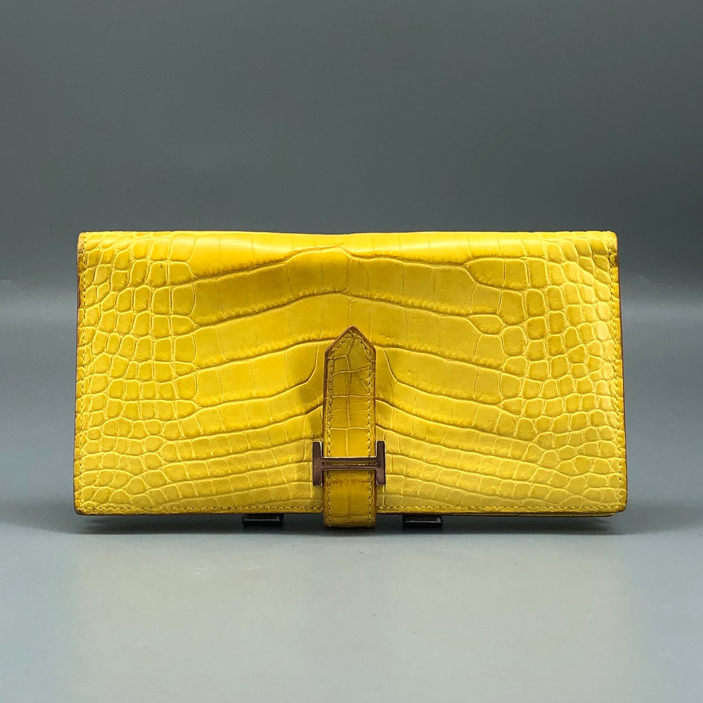 Hermes 2011 Bearn Alligator Long Wallet Yellow
