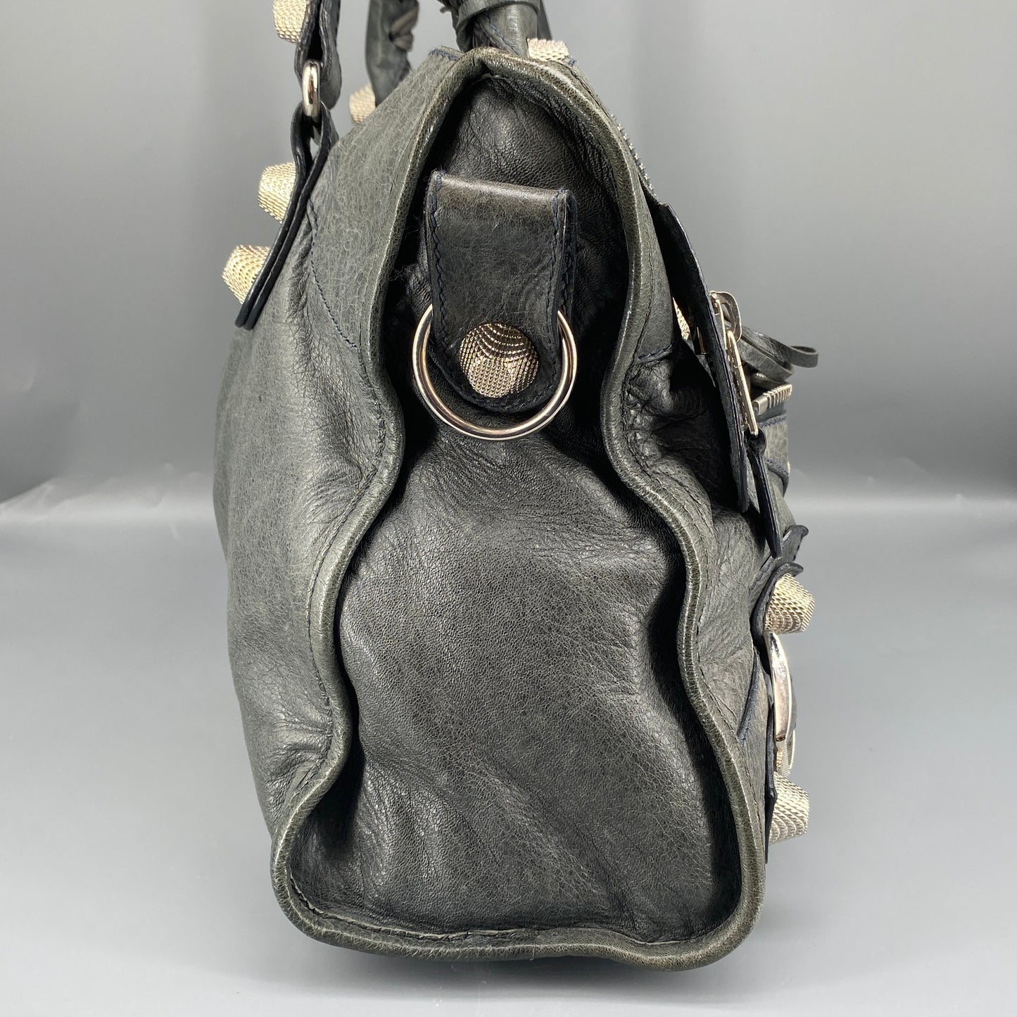 Balenciaga Grey Classic City Handbag Silver‑Tone Metal Hardware